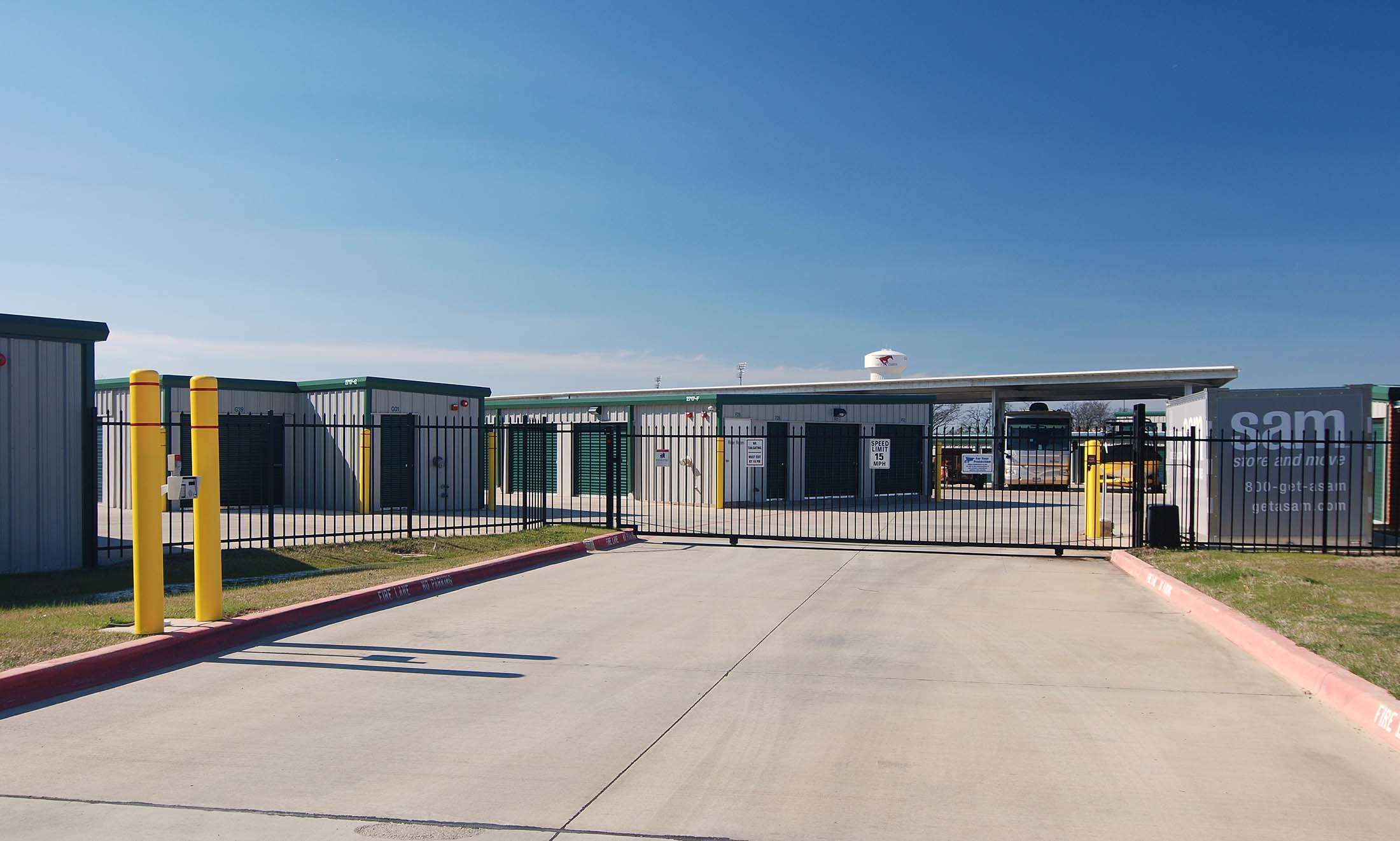 Entry gate at self storage facility