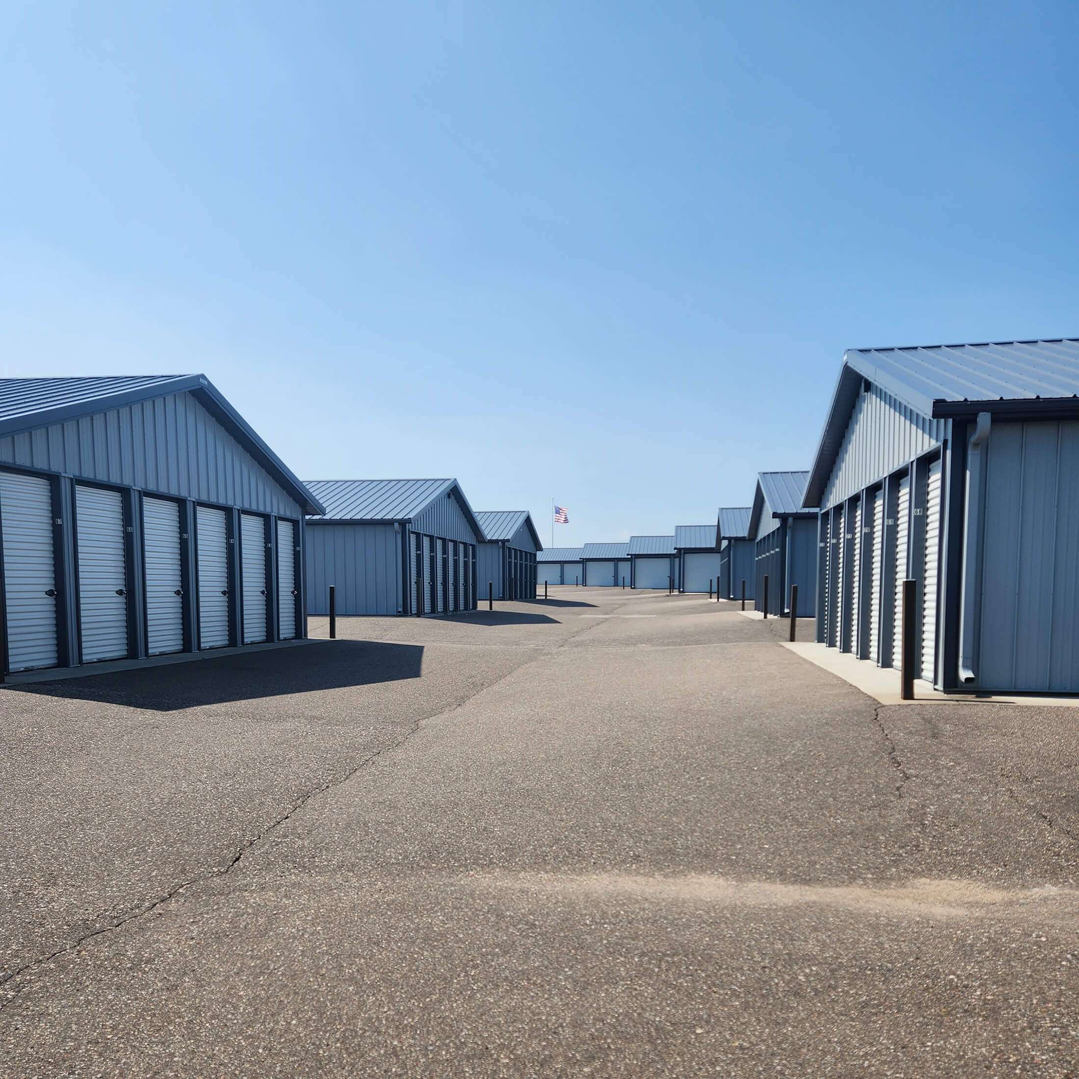 buildings of drive up self storage units