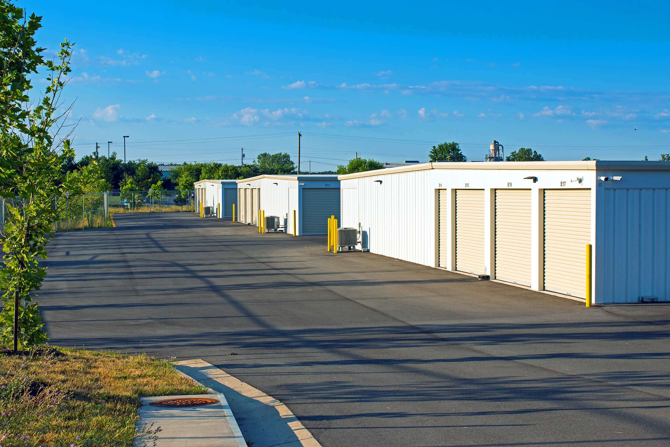row of self storage buildings