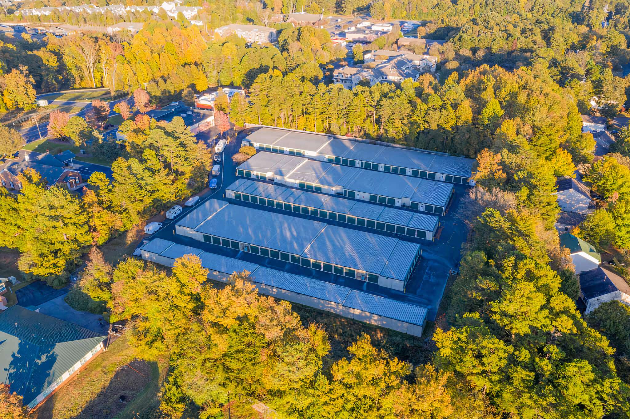 Aerial view of drive ups elf storage units
