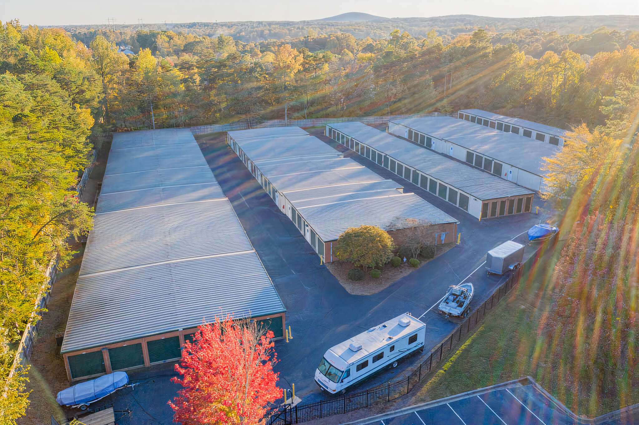 Aerial view of entire self storage facility