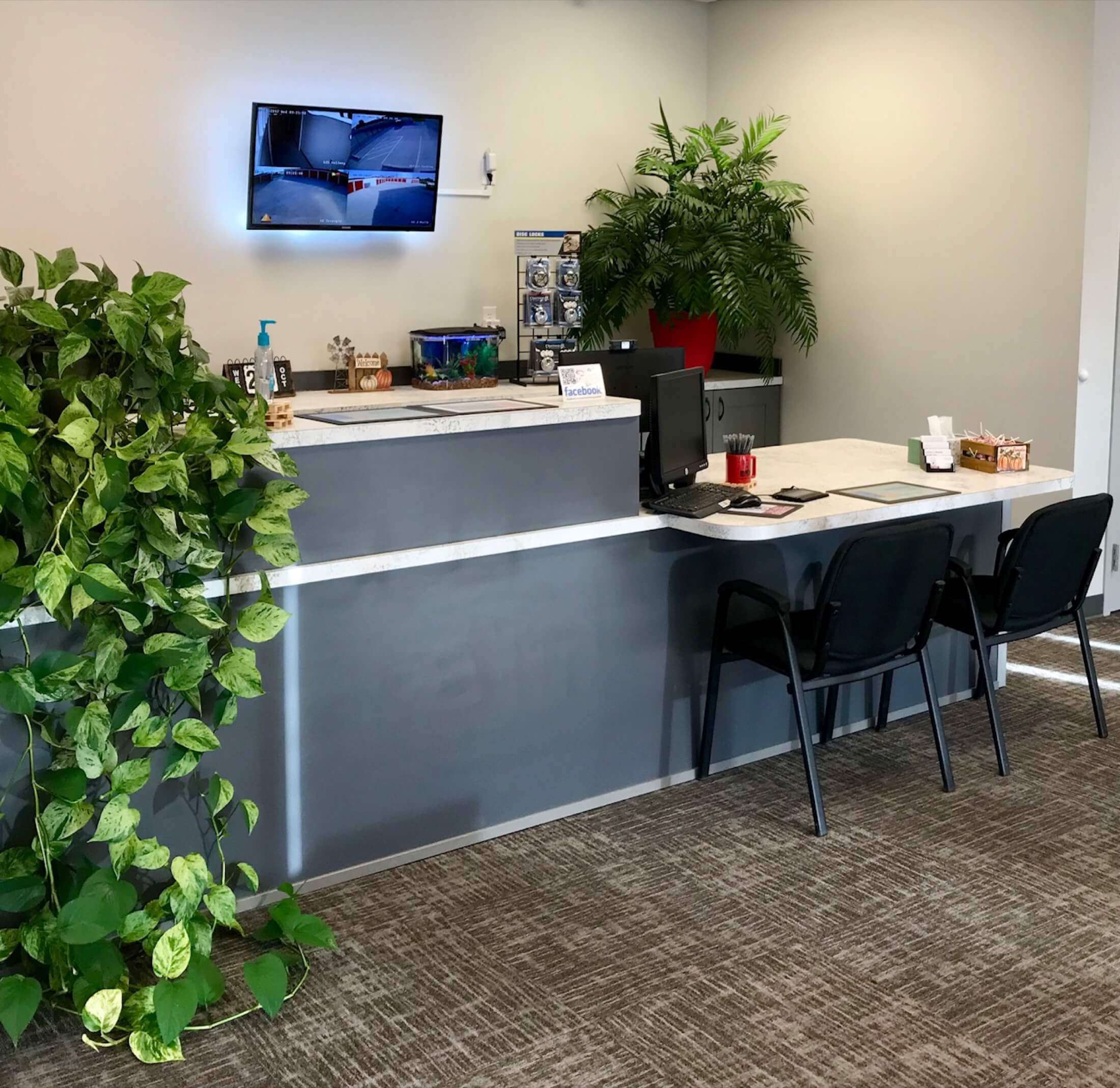 Front desk office at self storage facility