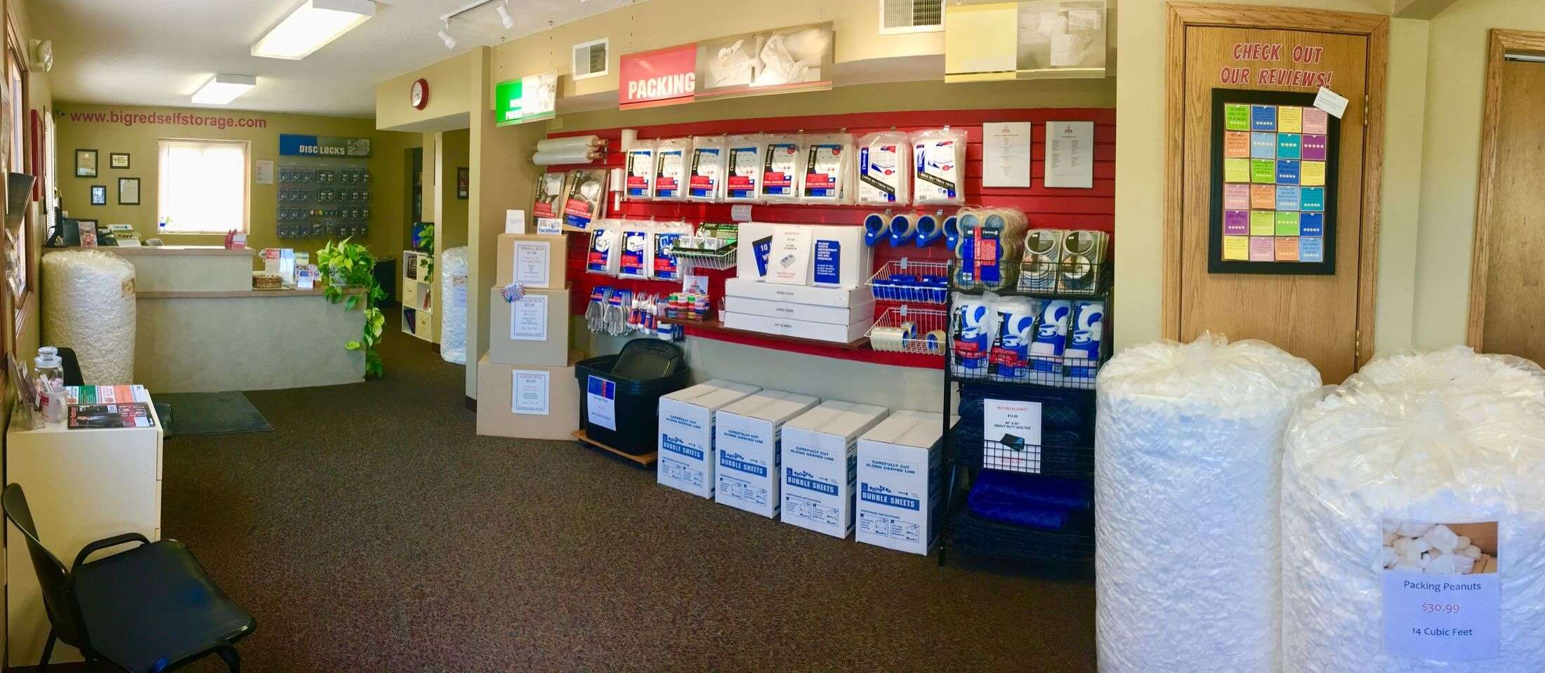 Moving and packing supplies at self storage facility