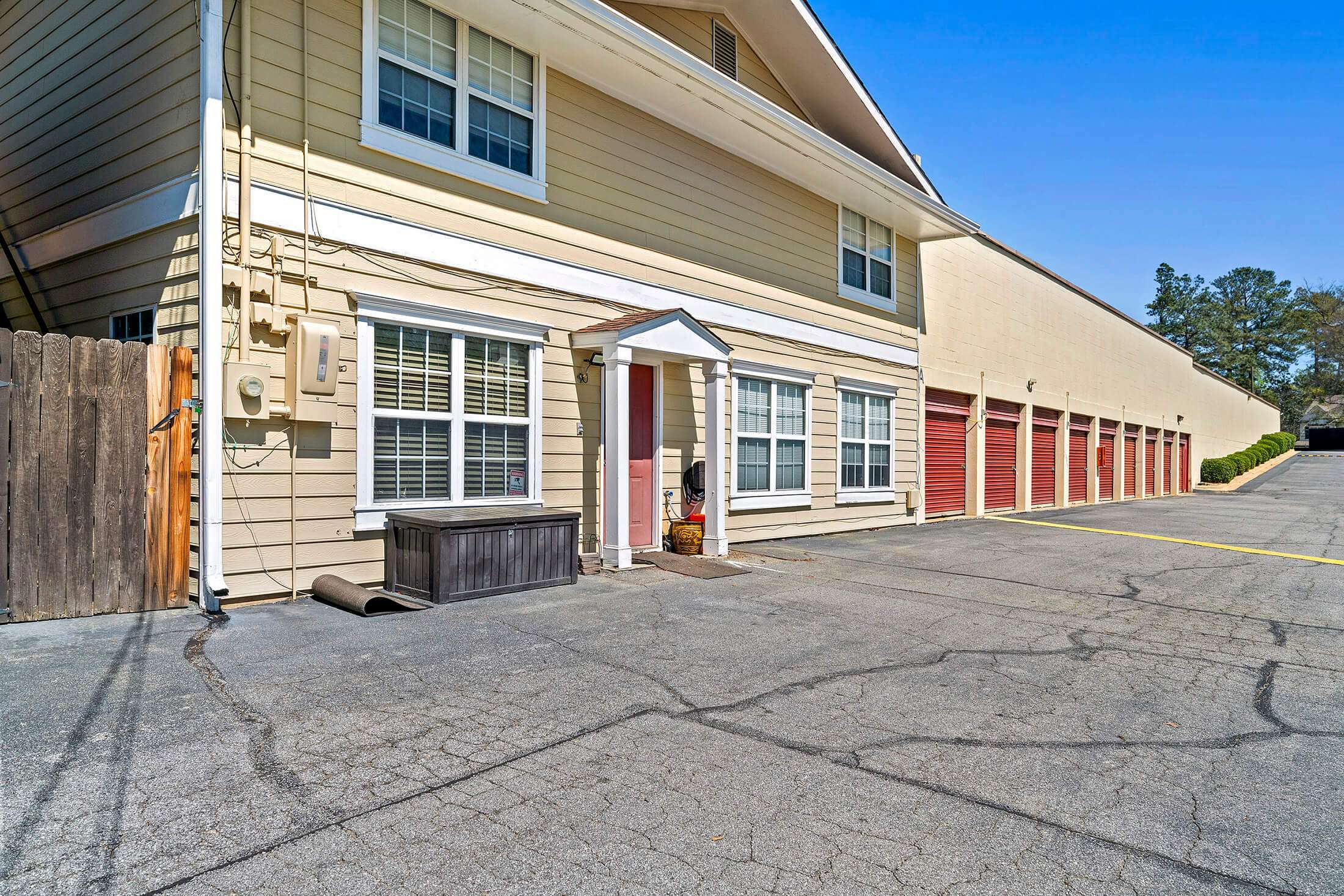 front office entrance to self storage facility office