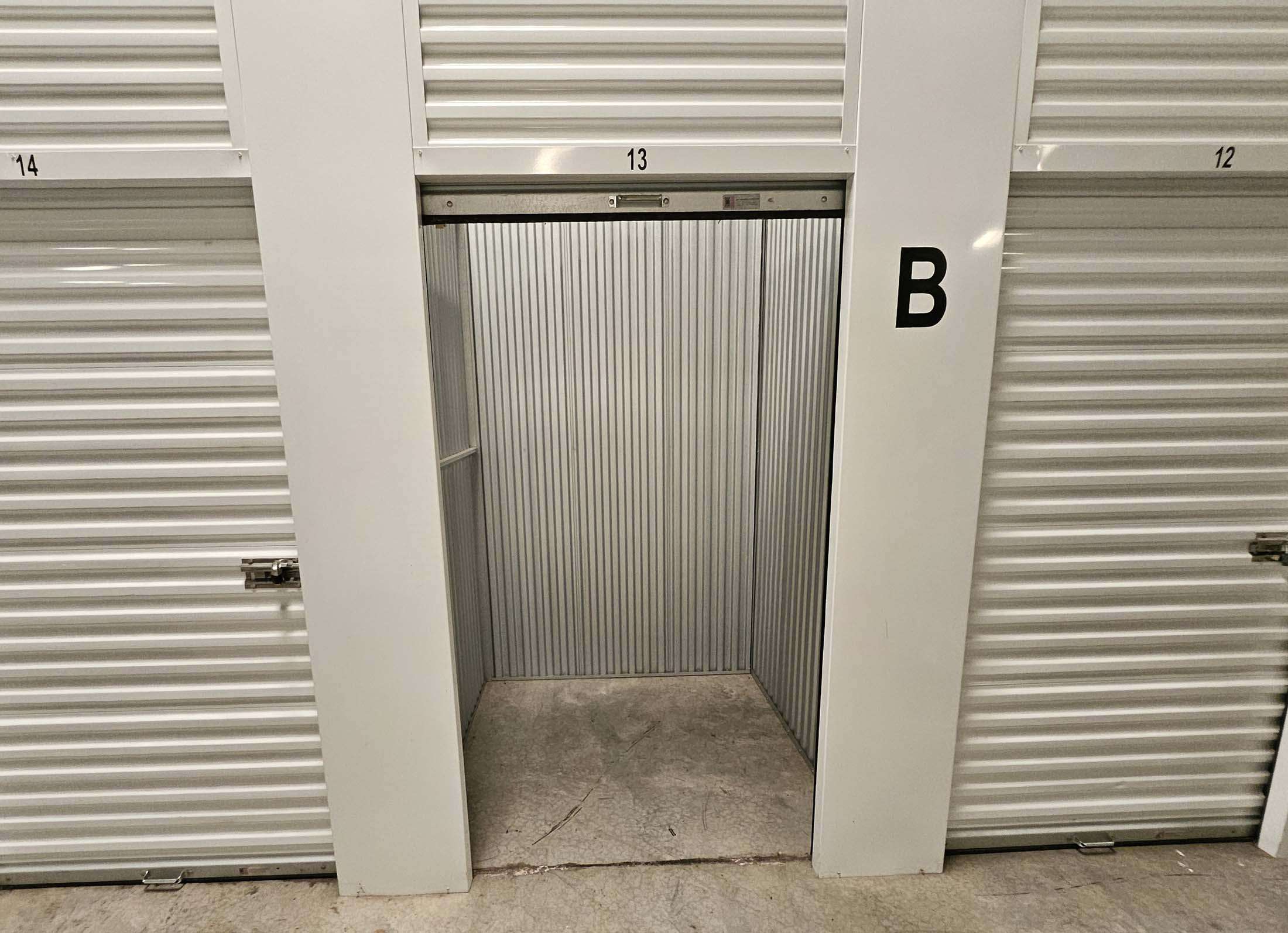 Opened indoor storage unit