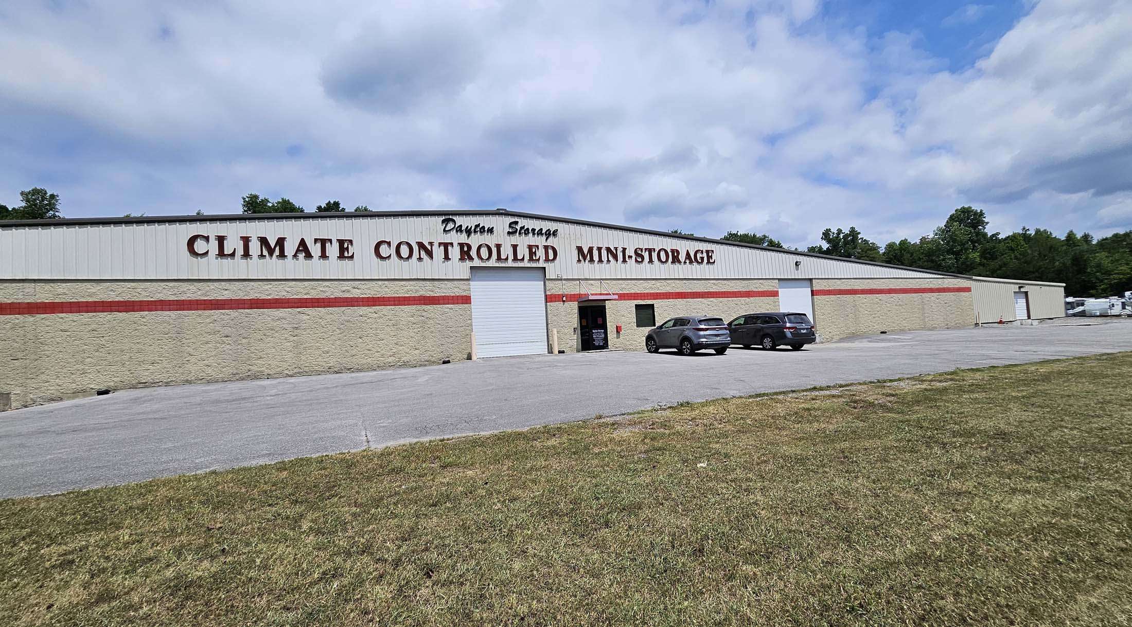 Parking lot and entrance to storage facility