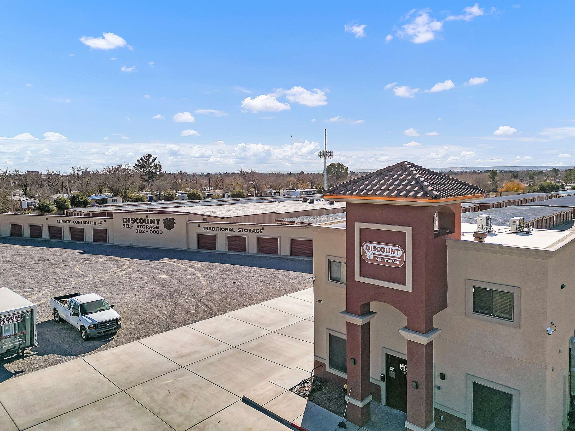 Exterior of self storage rental office