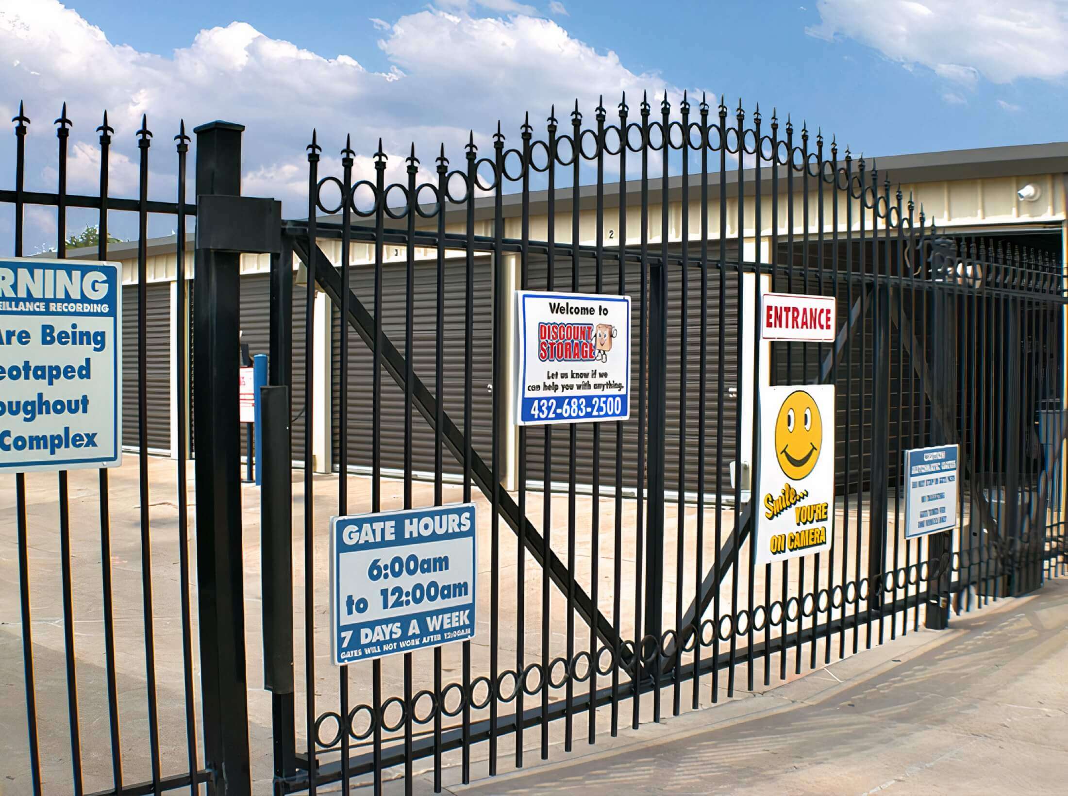 secure gate entrance to self storage facility