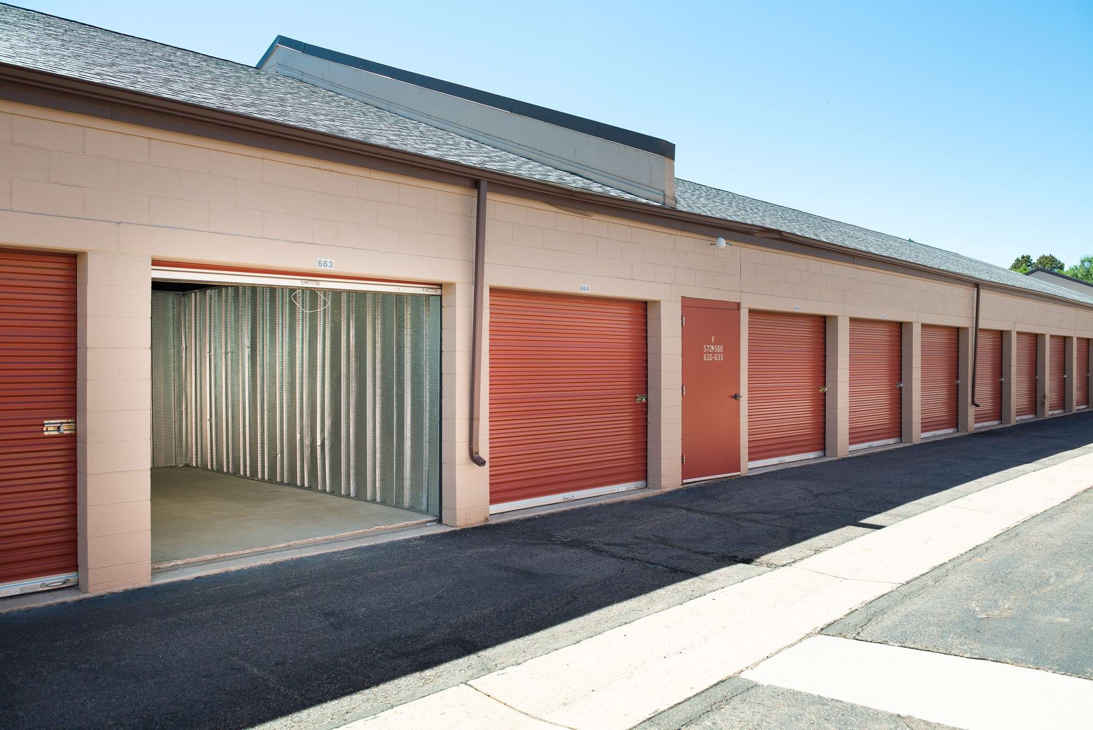 Drive Up Self Storage Units with open Unit