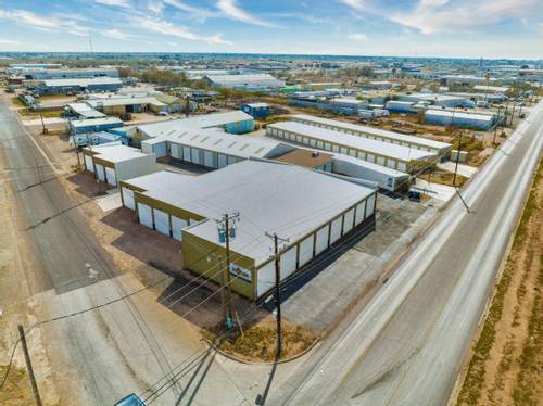 Aerial view of a self storage facility