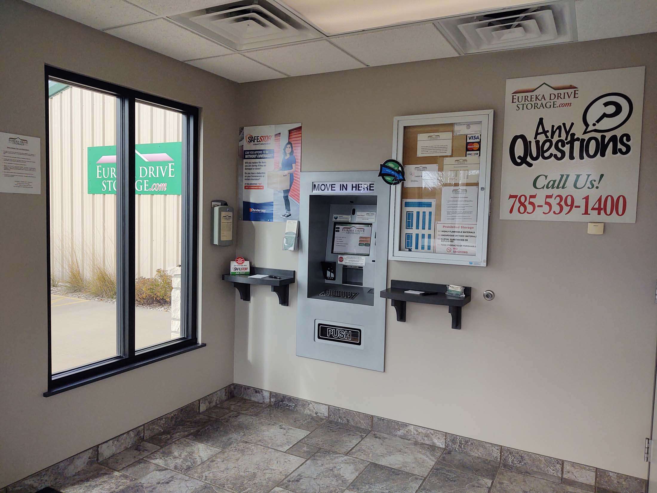 Rental kiosk at self storage facility