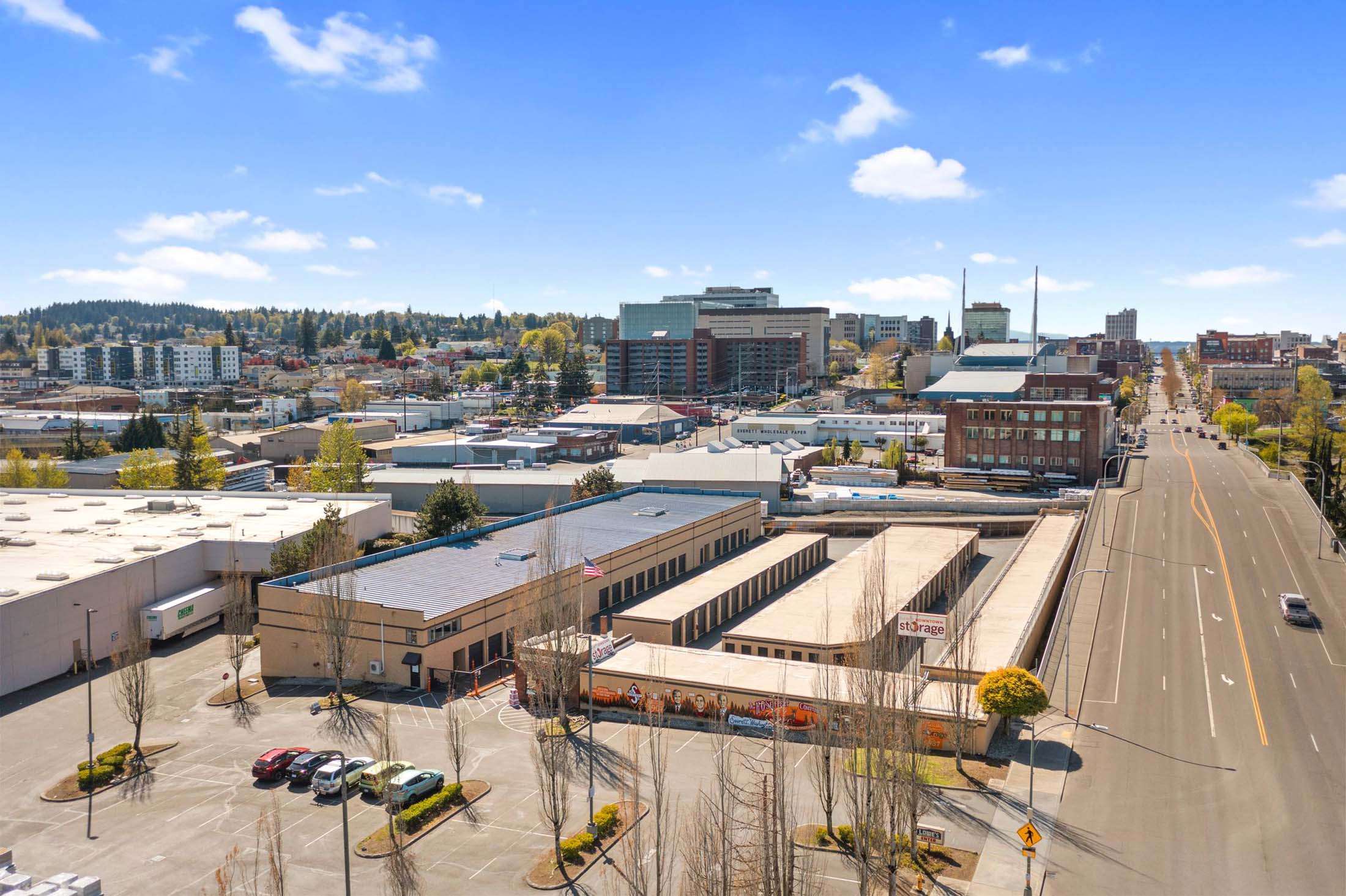 Aerial view of self storage facility