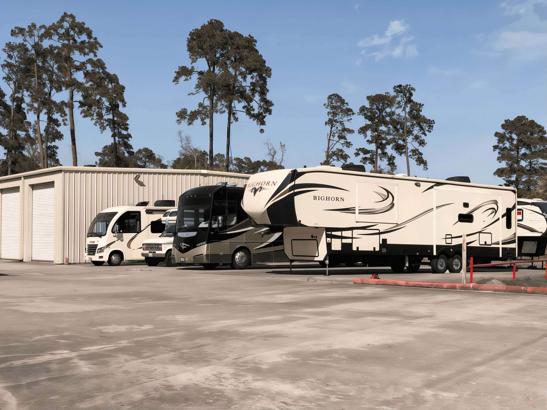 RVs parked at storage facility