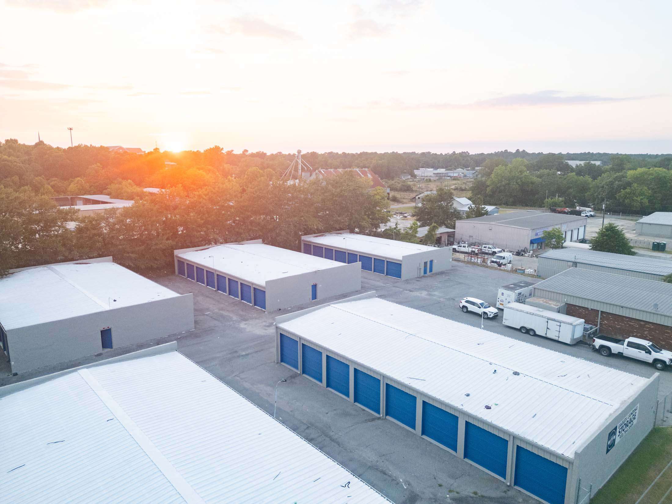 Aerial view of a self storage facility