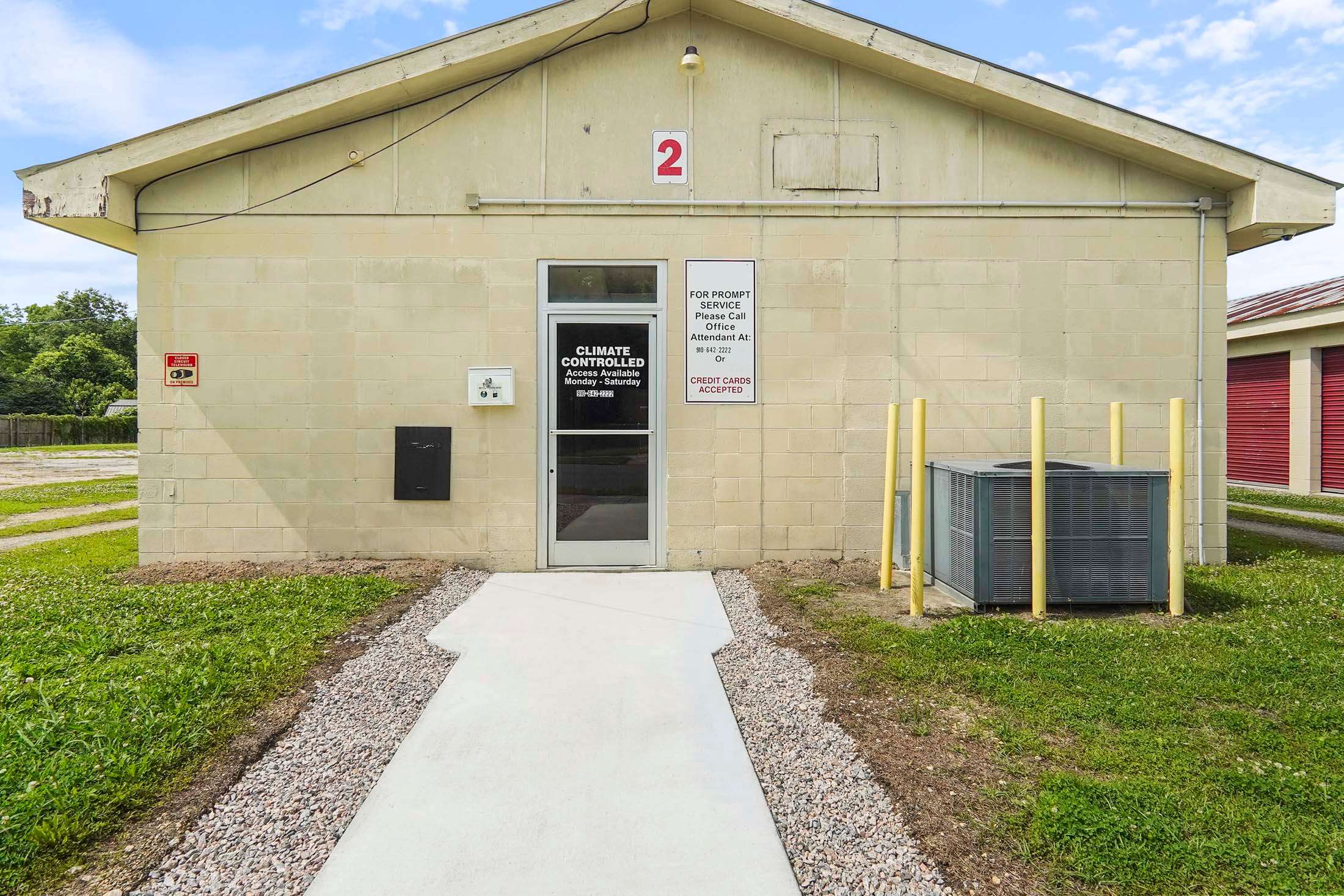 Entrance to indoor storage units