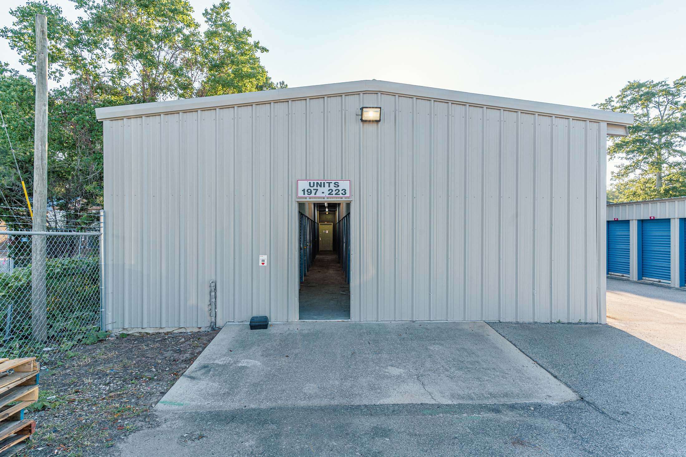 Entrance to indoor storage