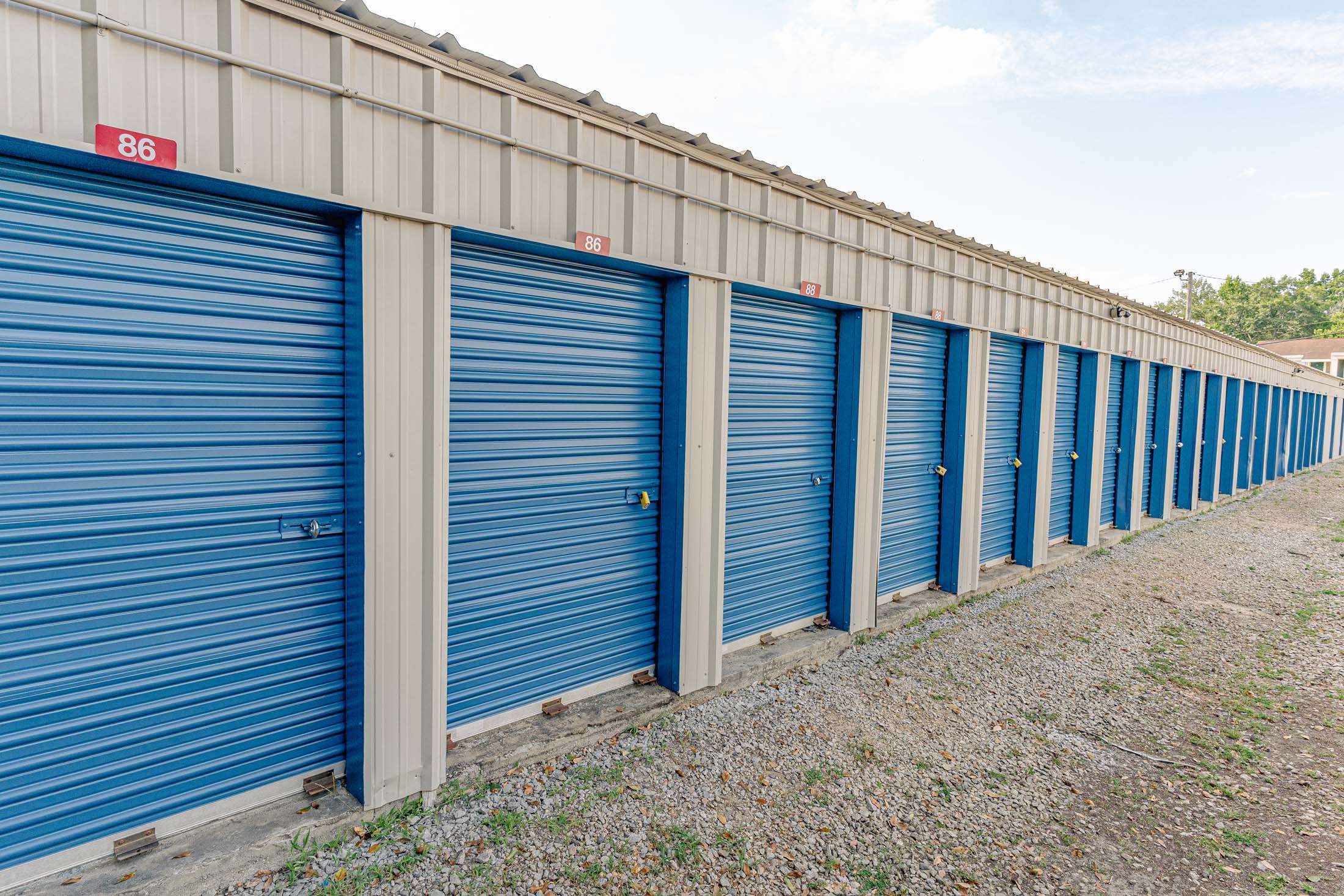 Roll up doors at storage facility