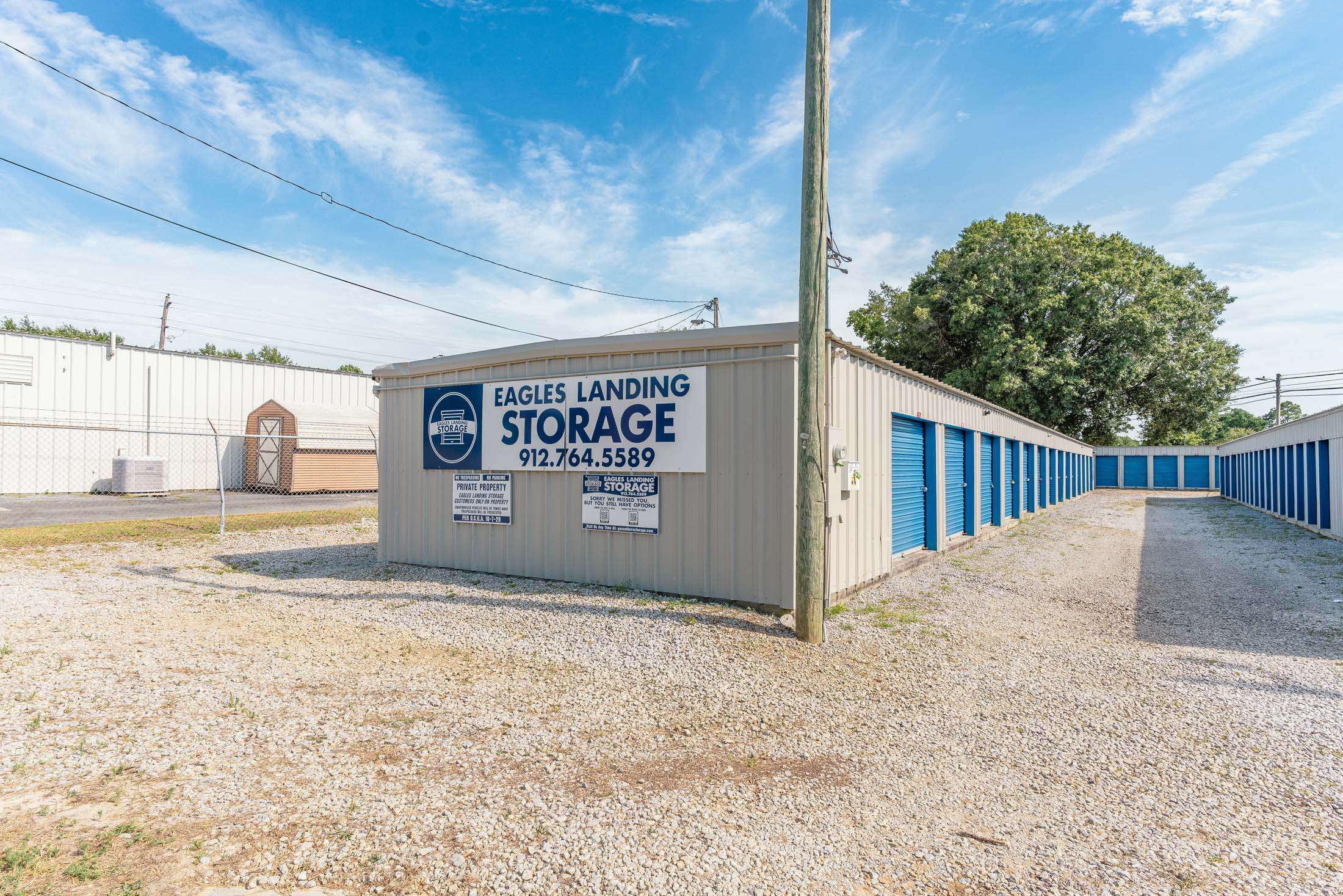 Rows of self storage units