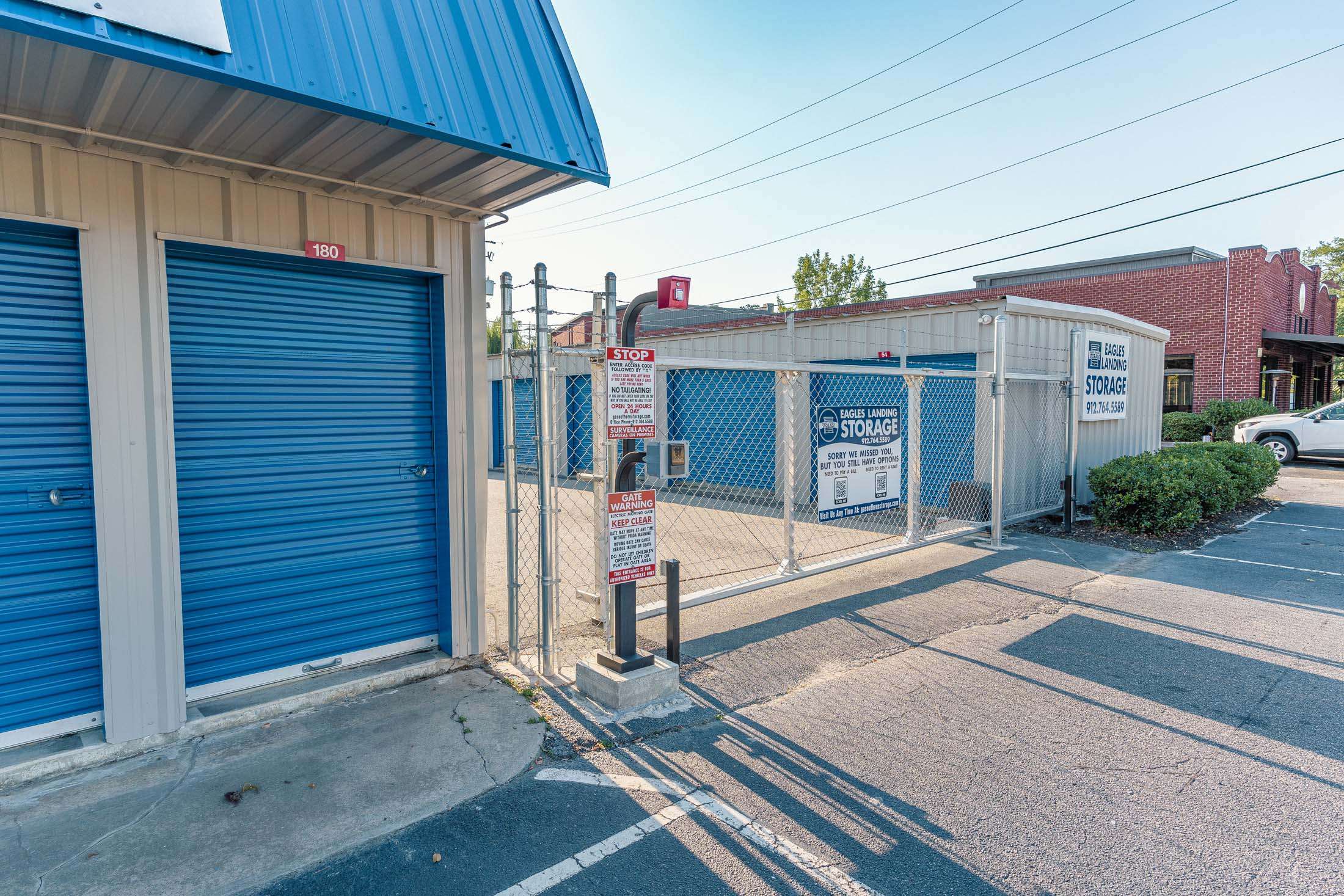 Security gate at storage facility