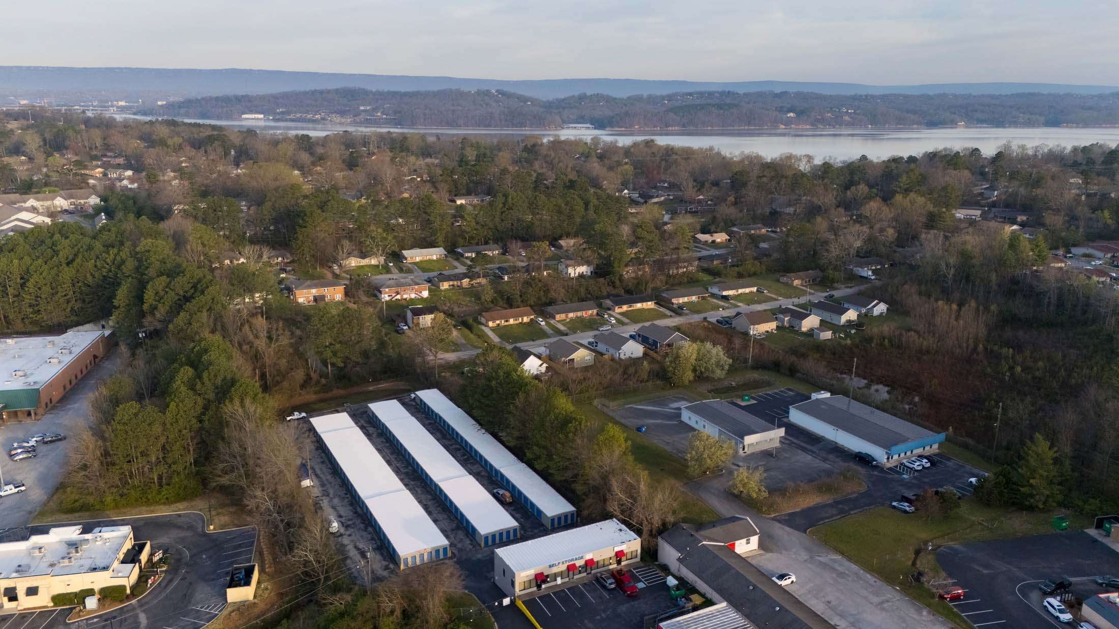 Self storage facility and surrounding area