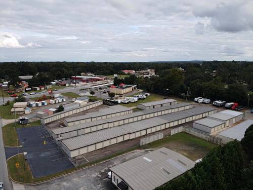 aerial view of a storage facility