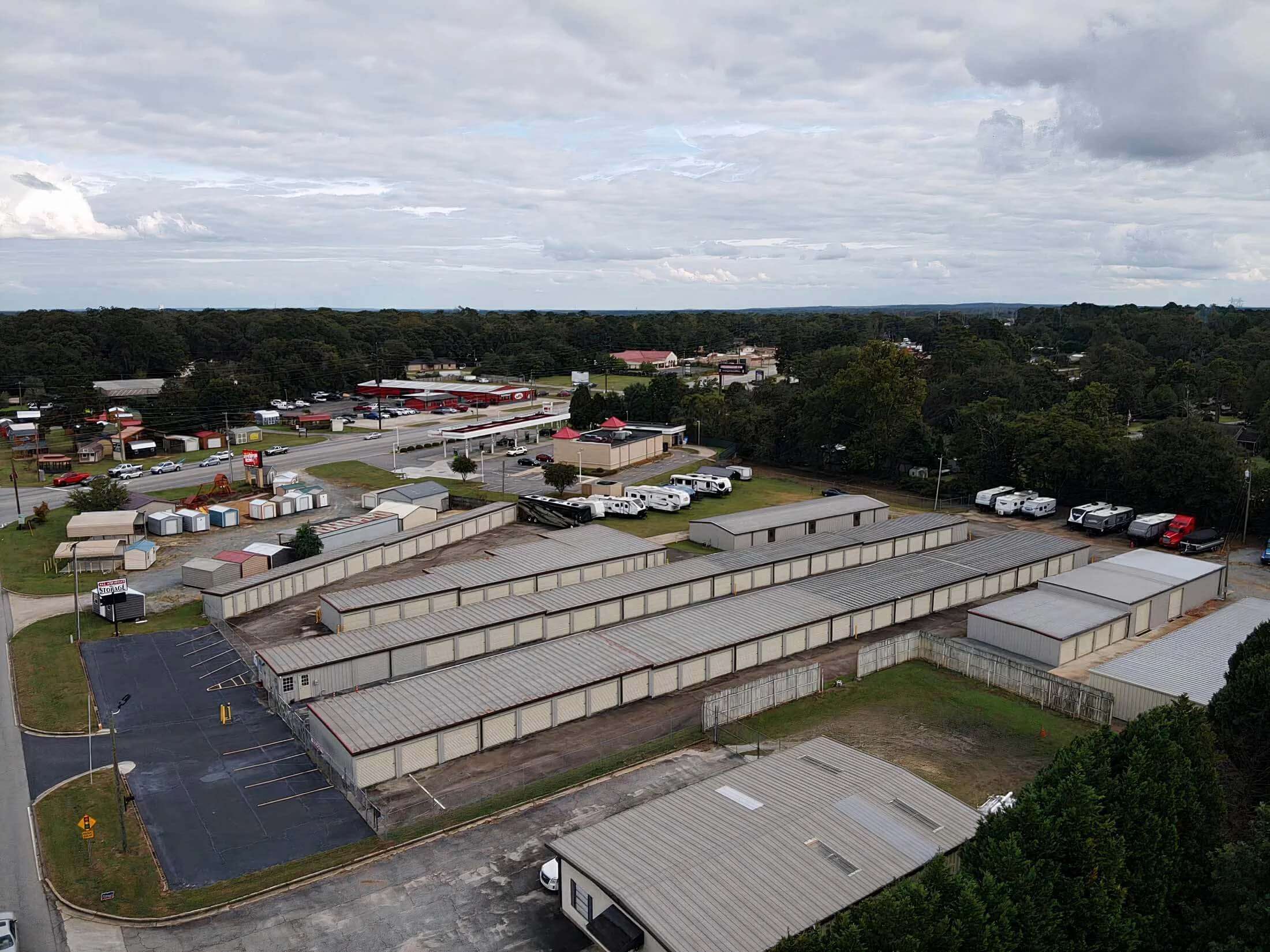 aerial view of a storage facility
