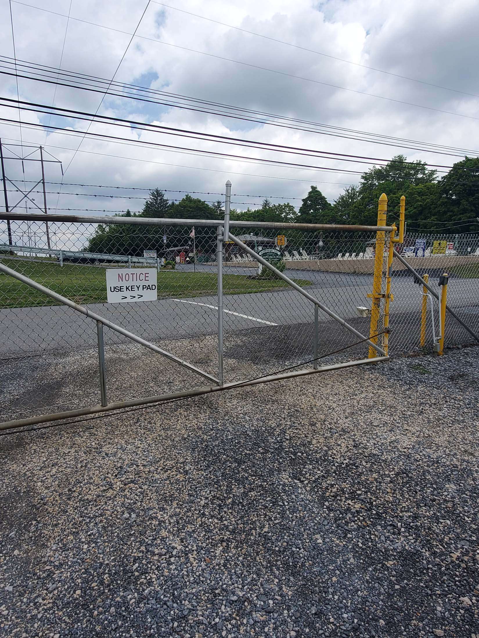 Security gate at storage facility
