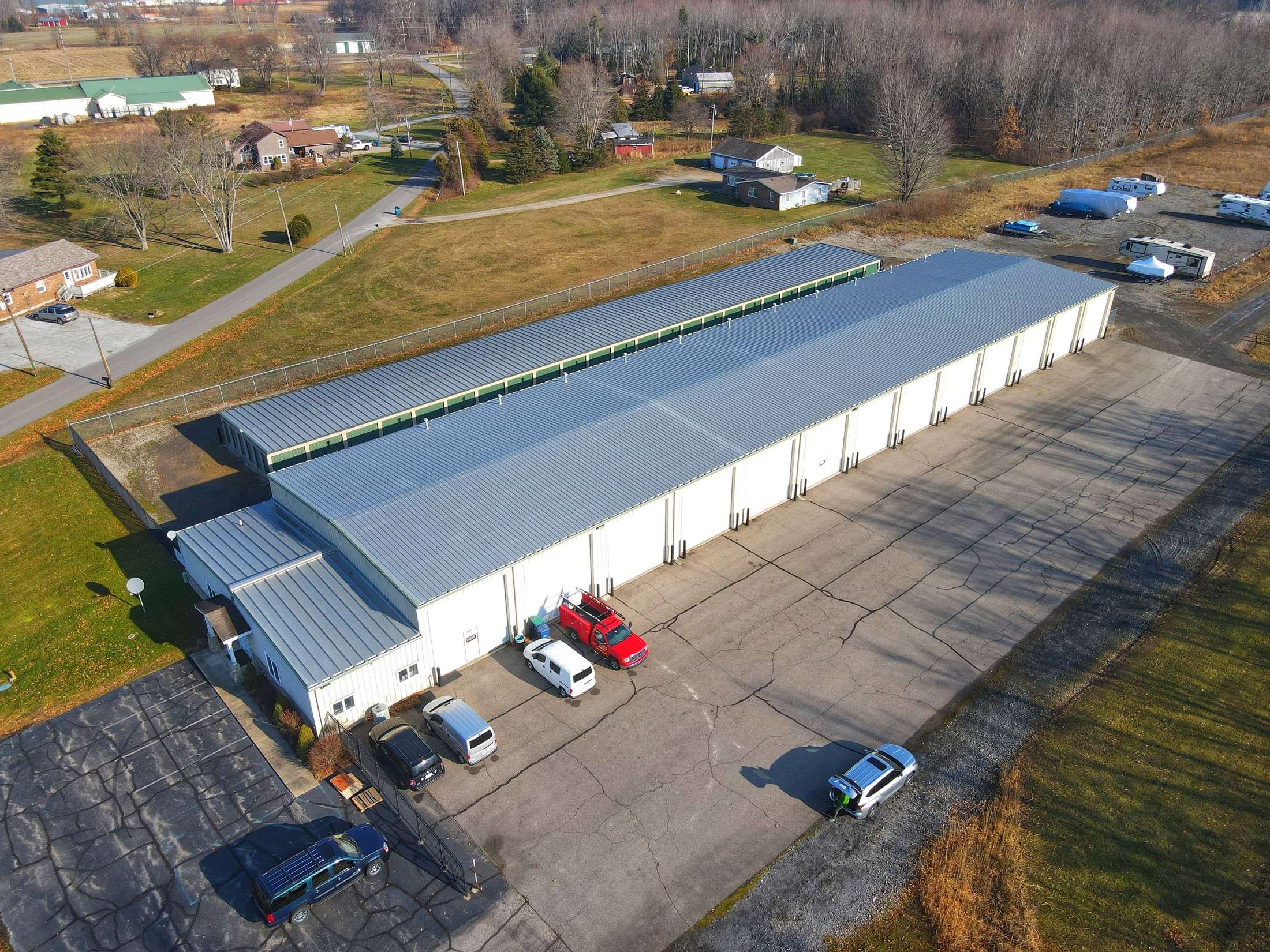 aerial image of a self storage facility