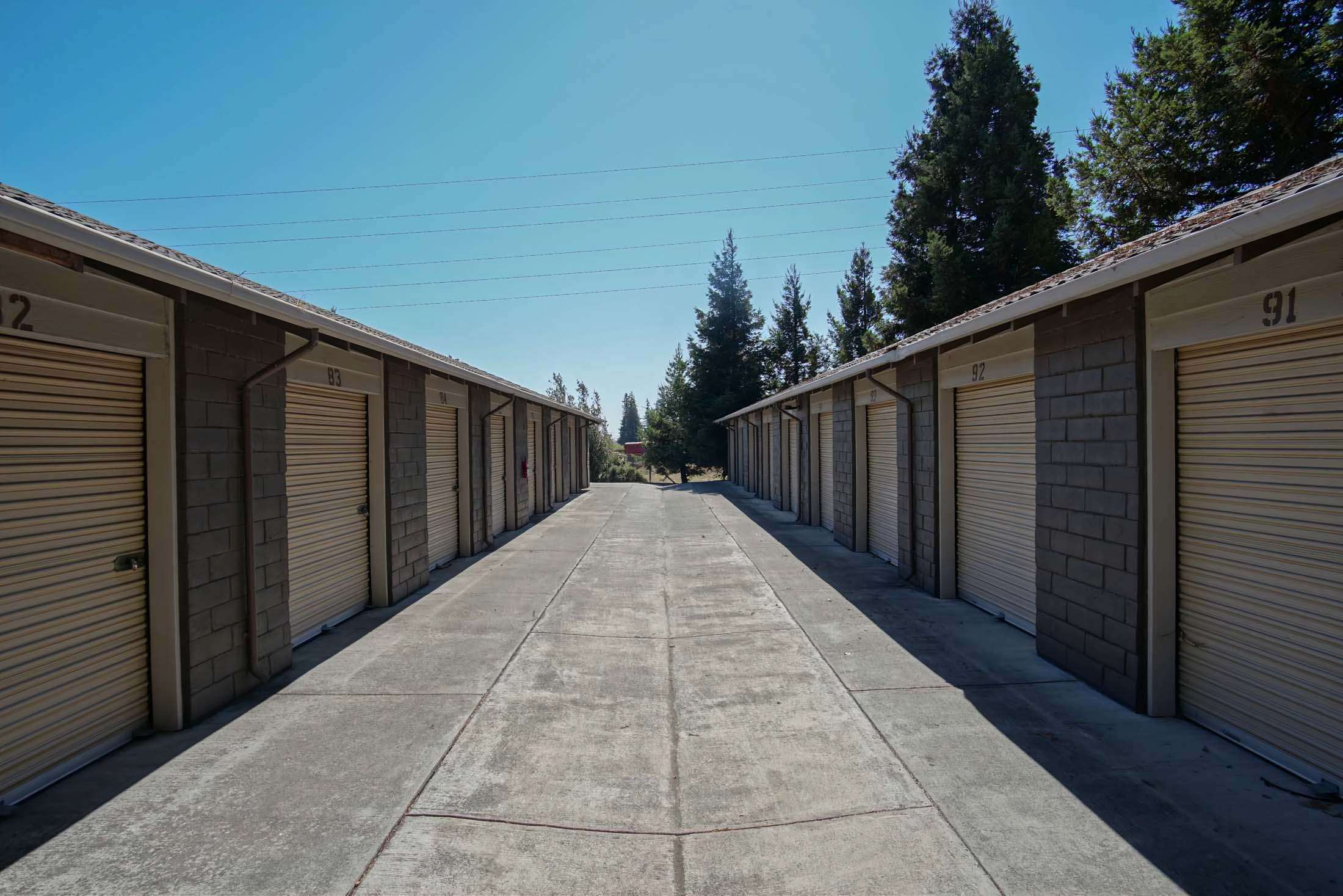 Two rows of self storage units