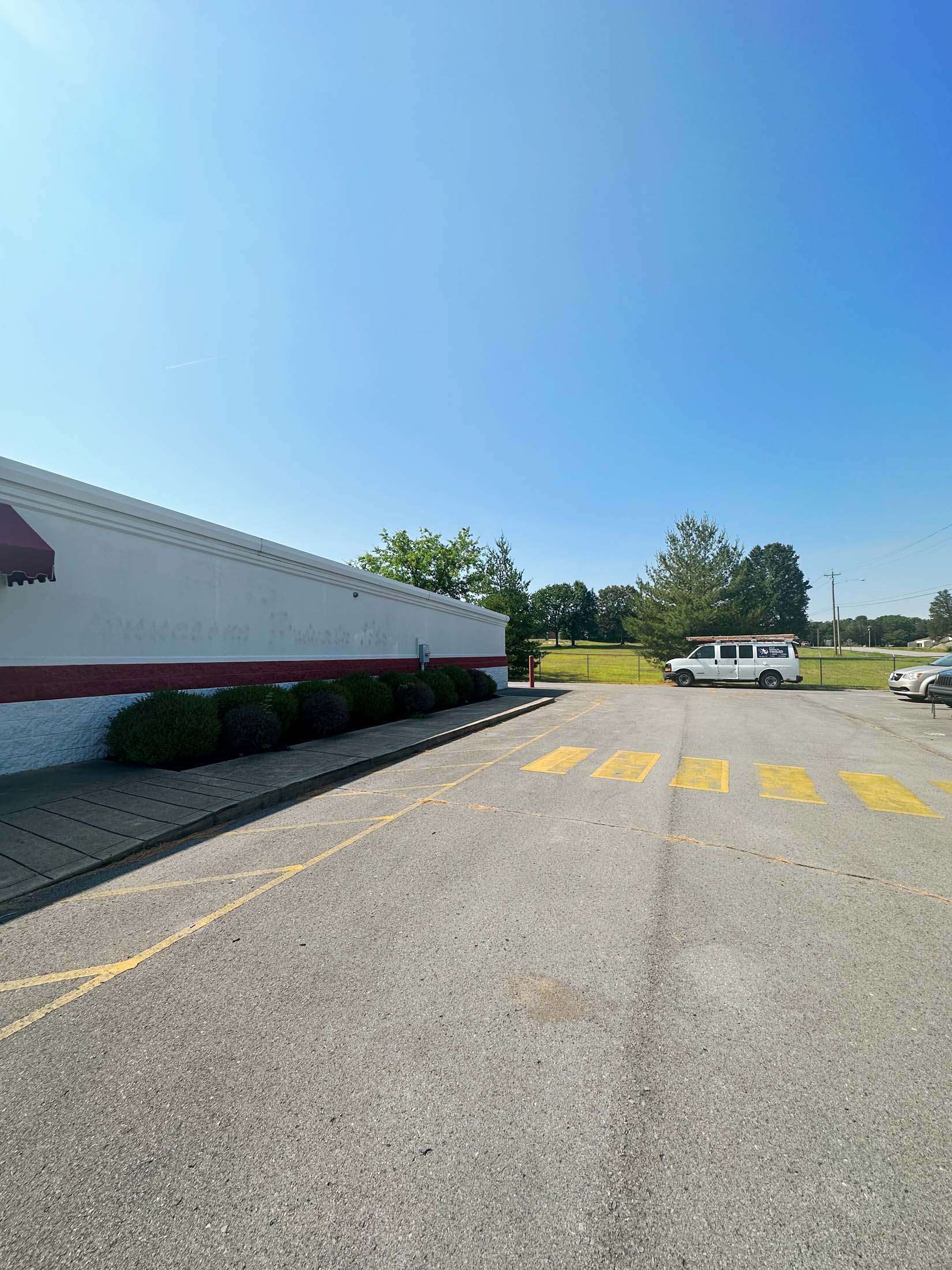 Parking lot outside self storage facility