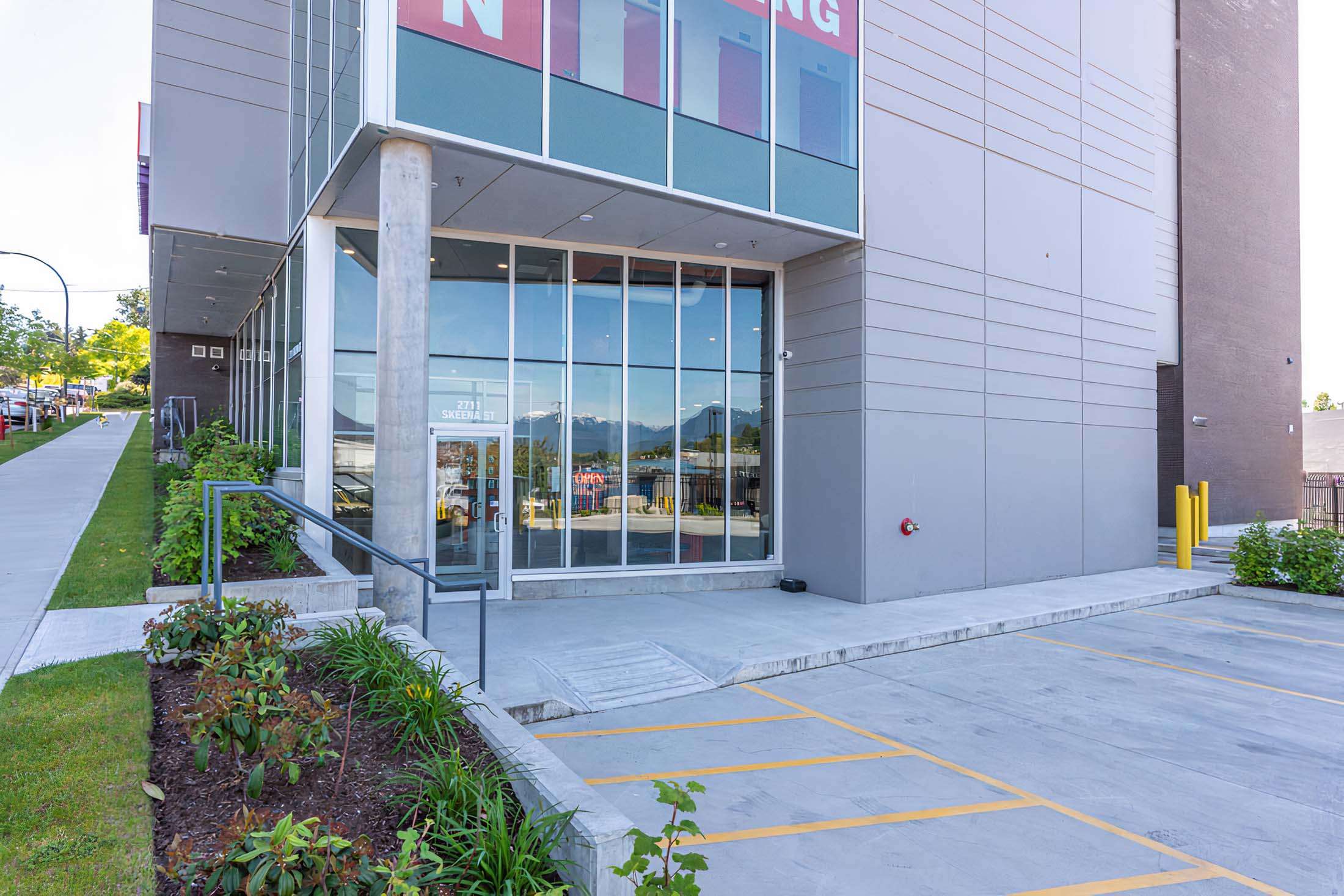Entrance at self storage facility