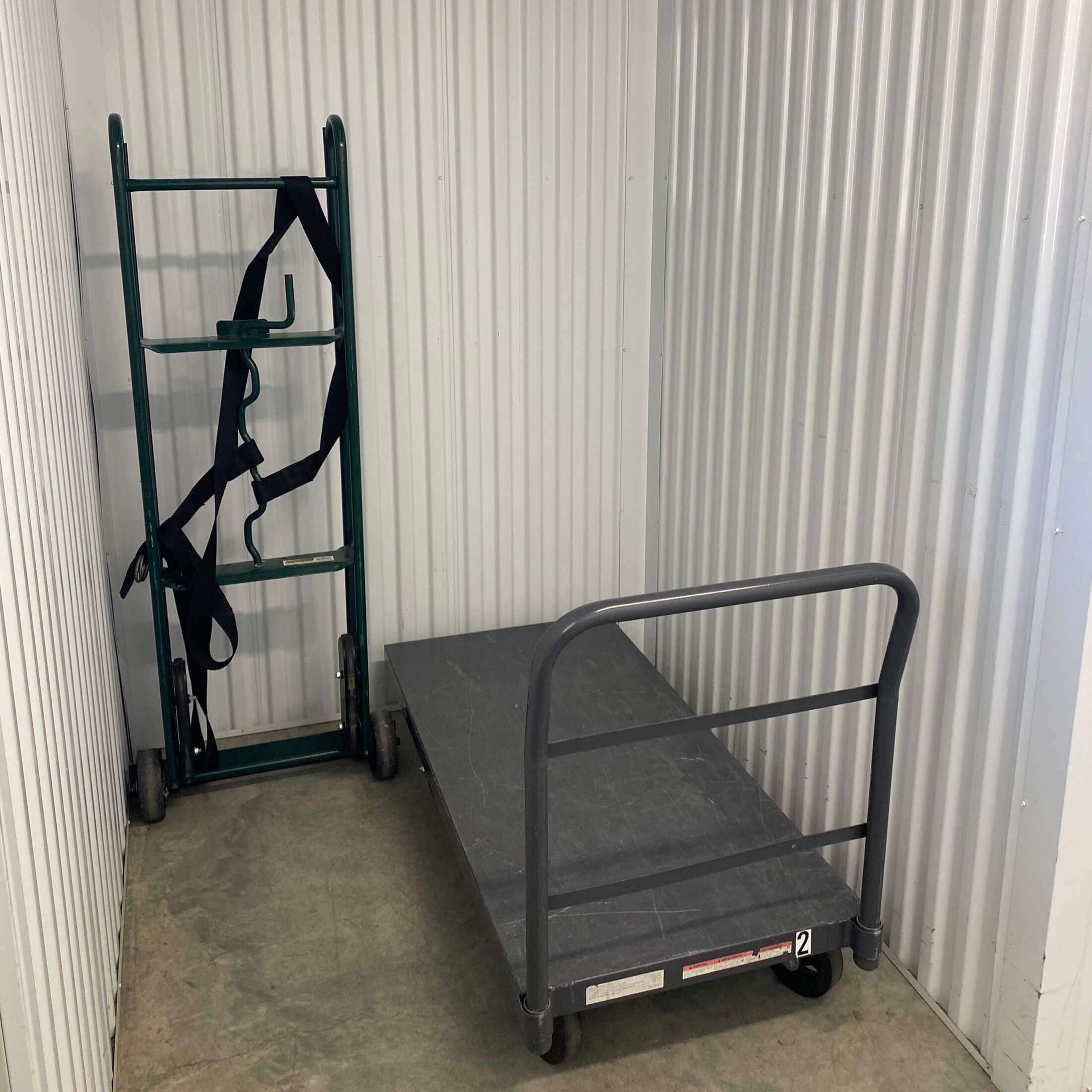 Climate controlled selt storage units with cards and dollys