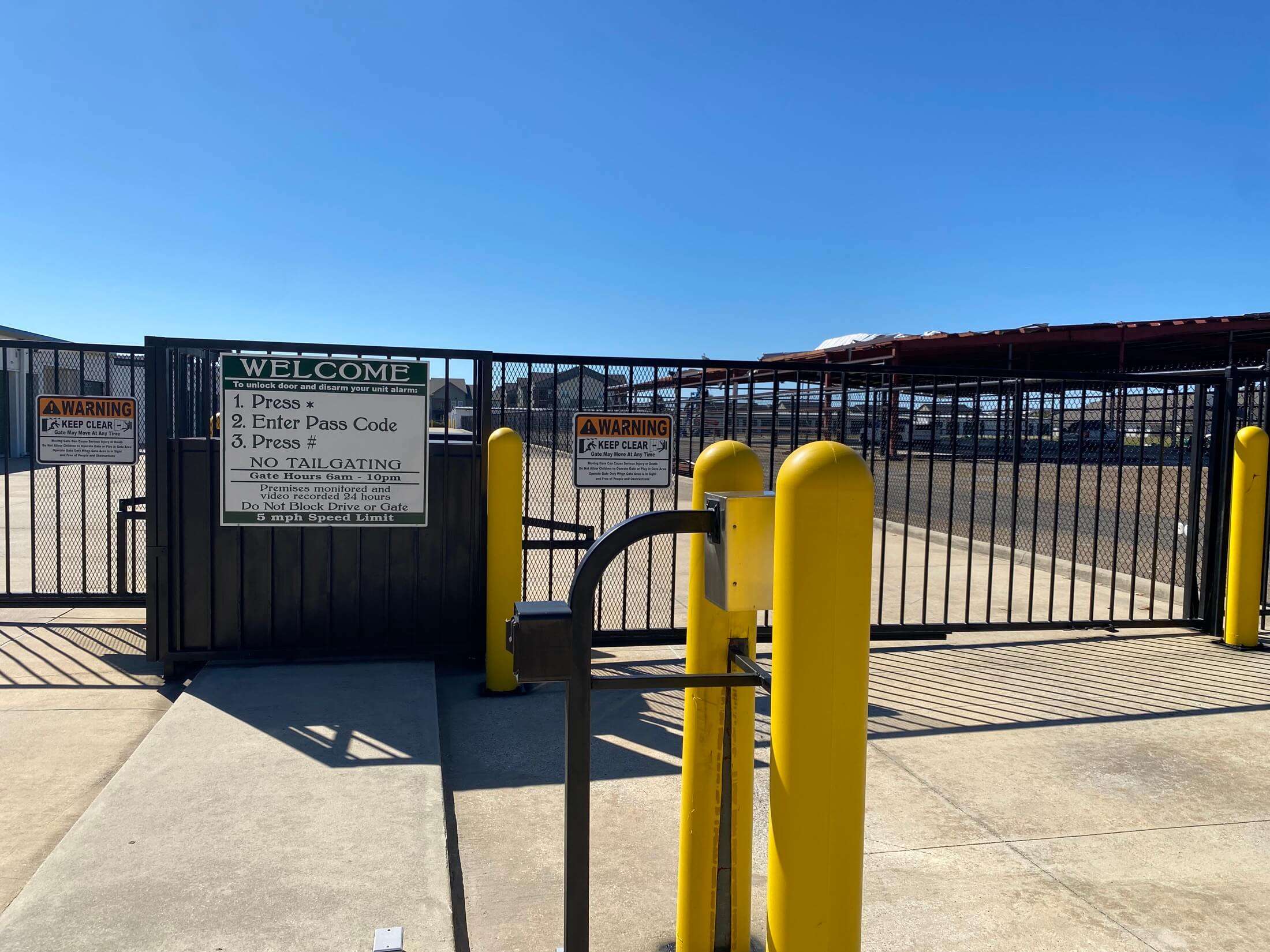 Secure entrance to drive up self storage facility