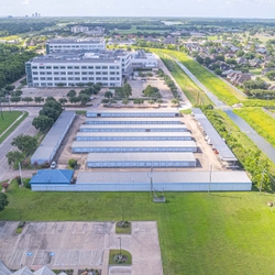 Aerial view of a self storage facility