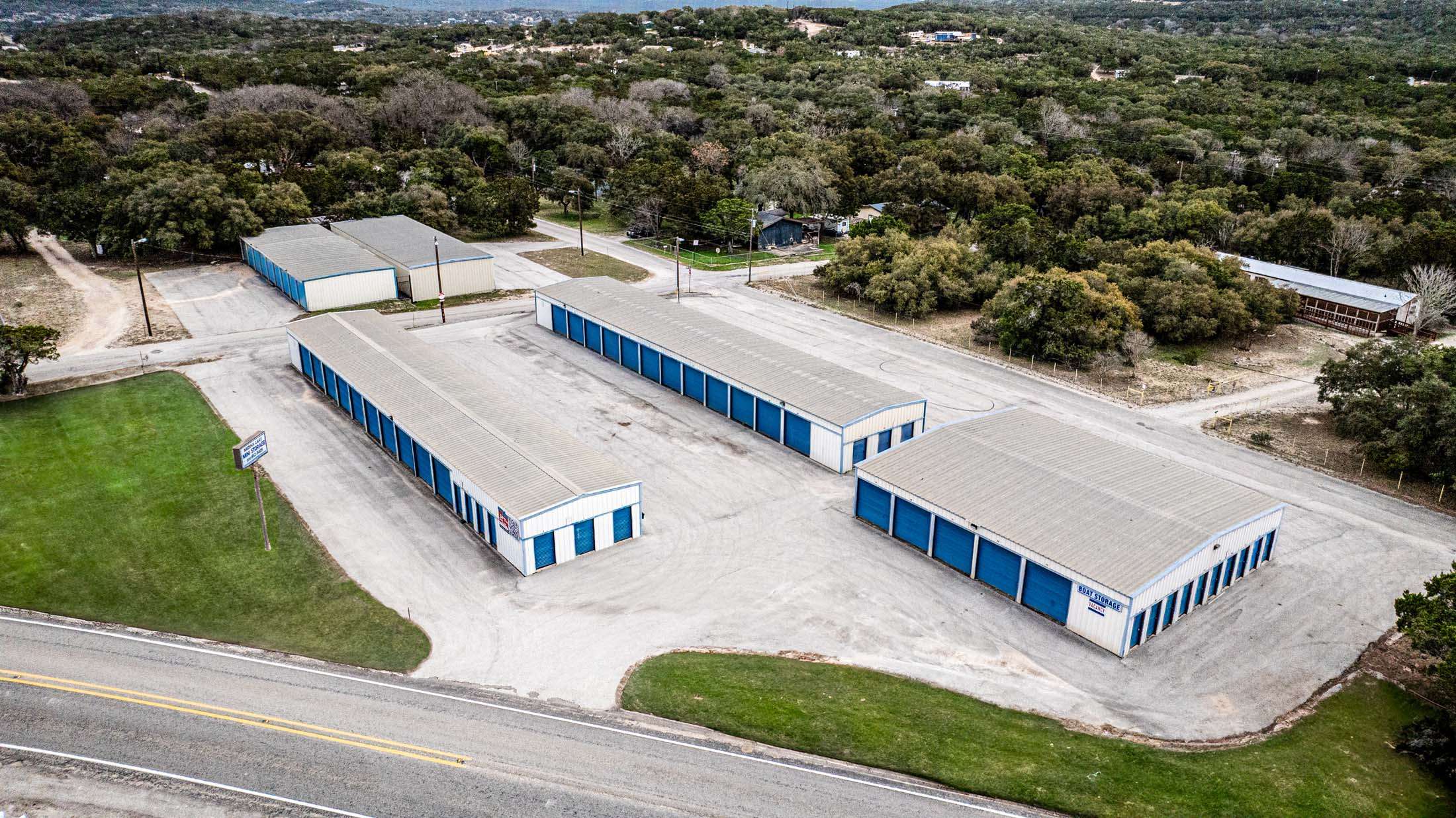 Drone view of self storage facility