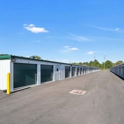 Paved aisle between self storage units