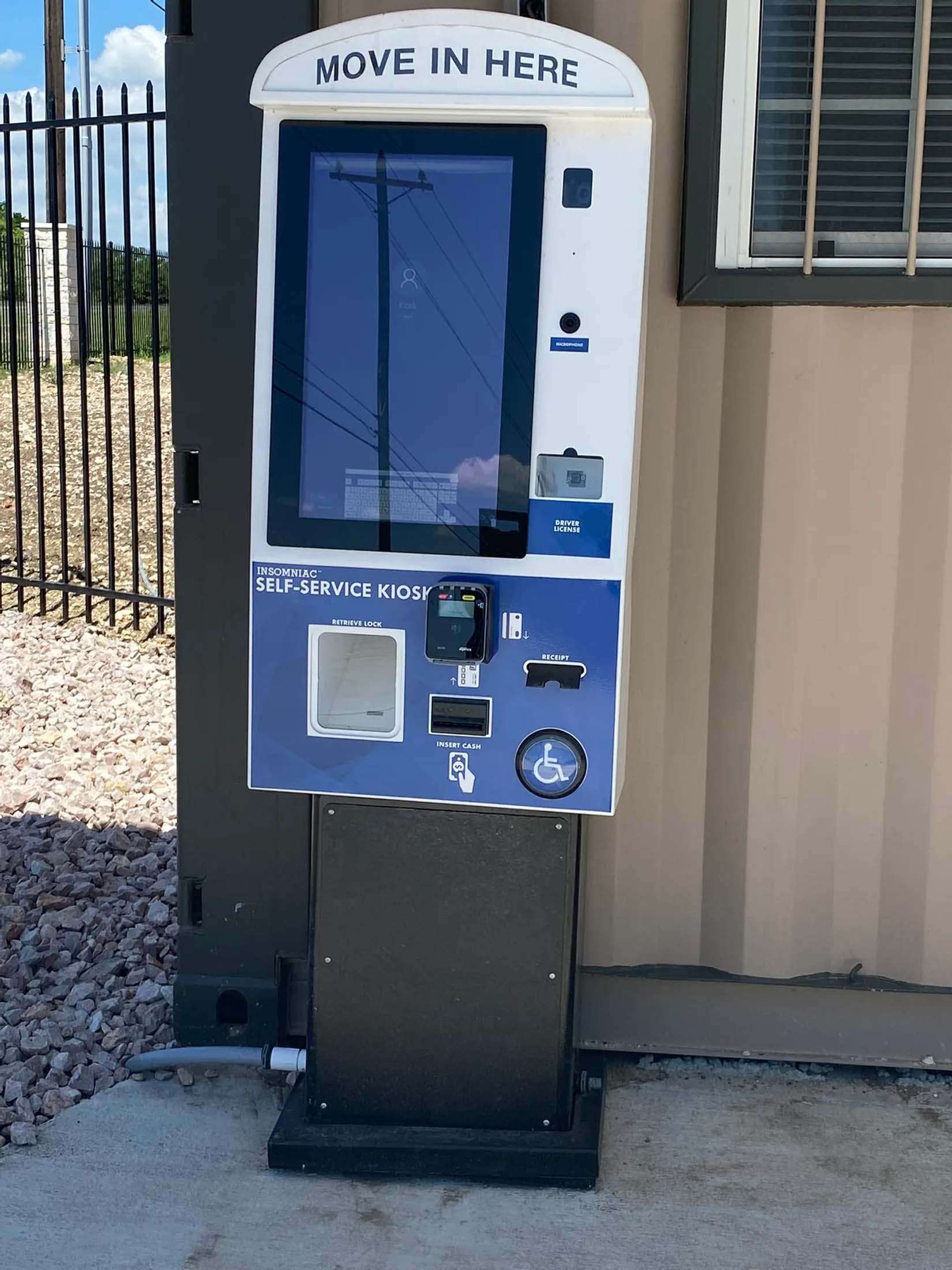 Rental kiosk at storage facility