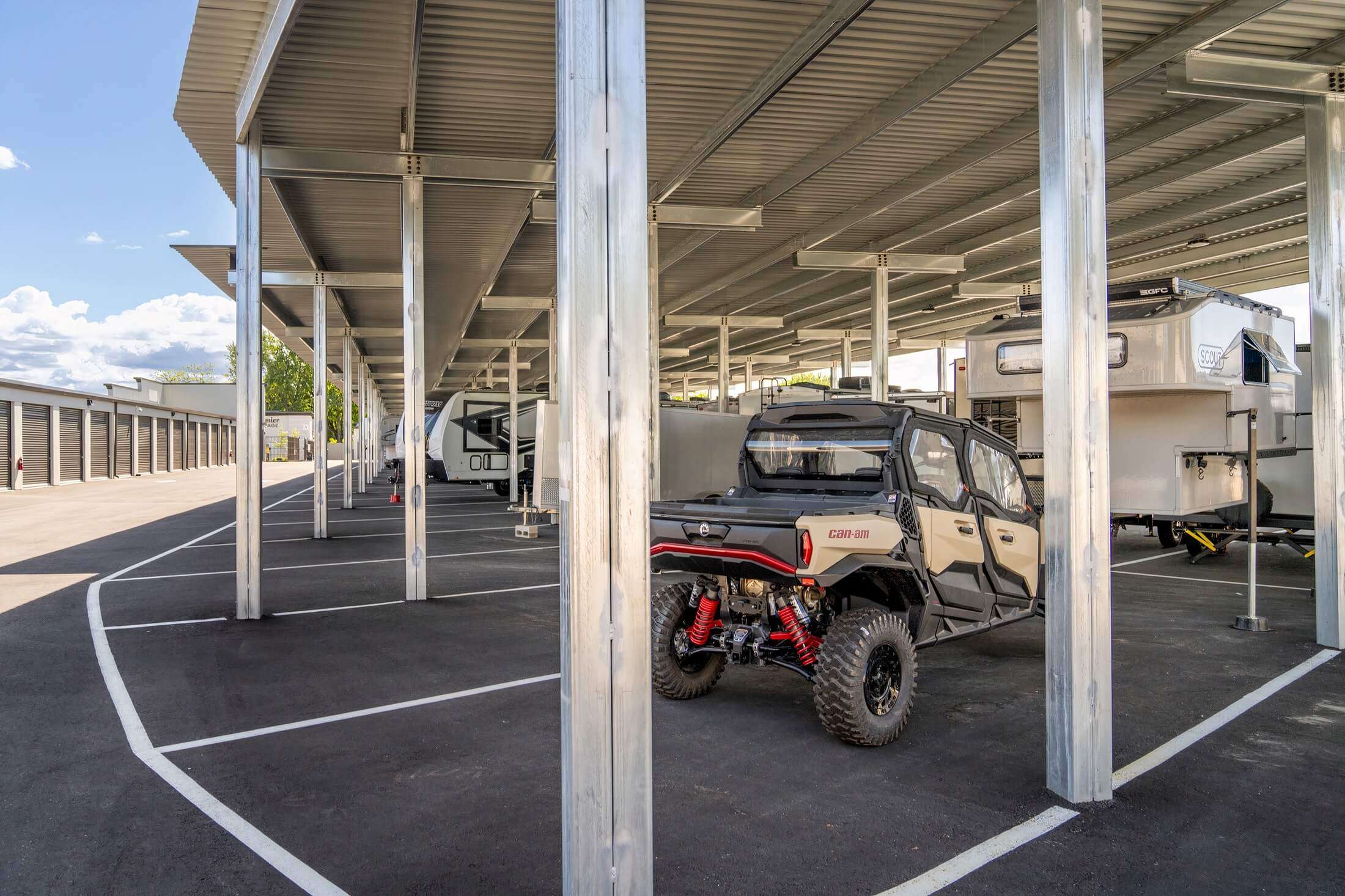 cover vehicle parking at self storage facility