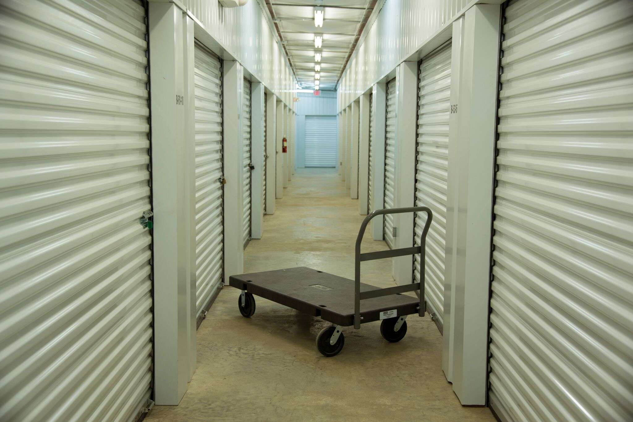 Indoor storage units with moving cart