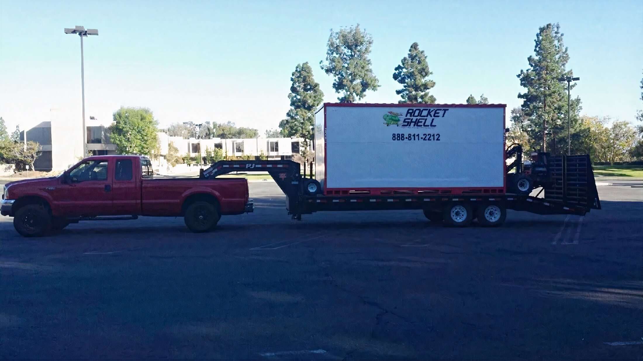 Portable Self Storage Container on Flatbed for Delivery