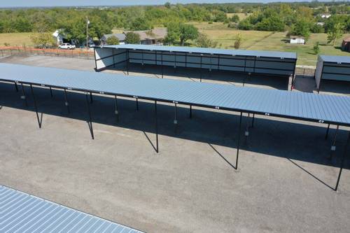 Rows of covered RV storage