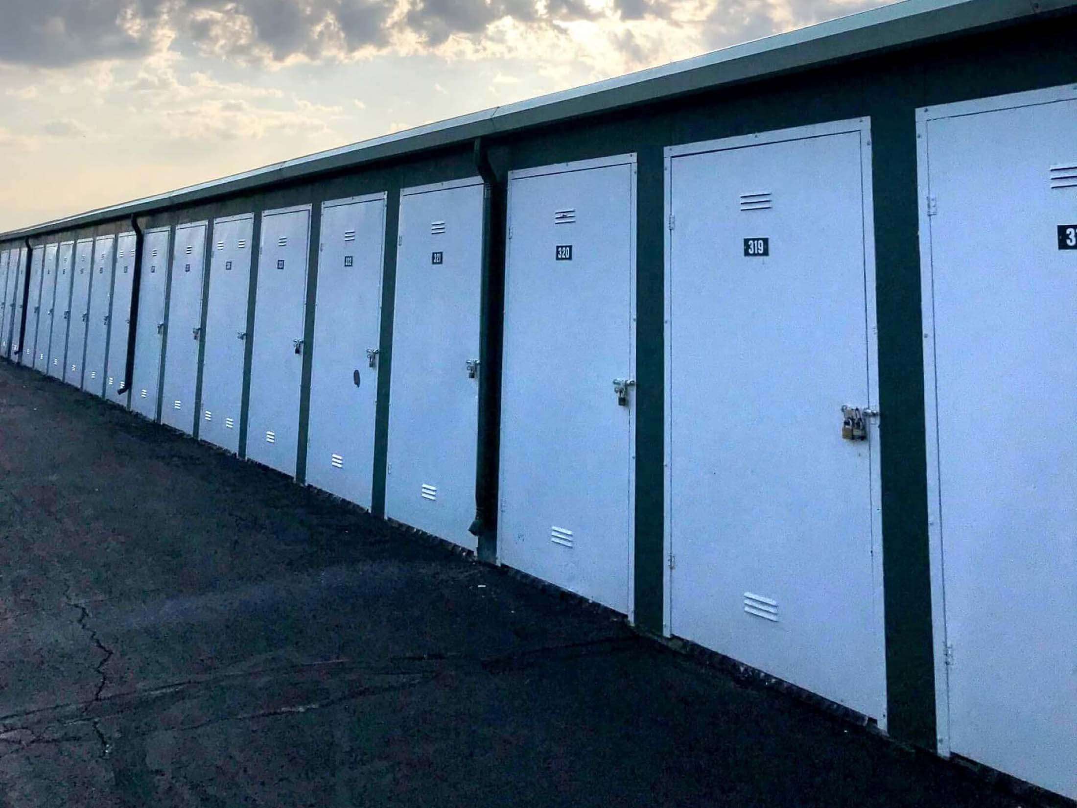Row of indoor self storage units