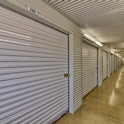 climate-controlled self storage unit hallway