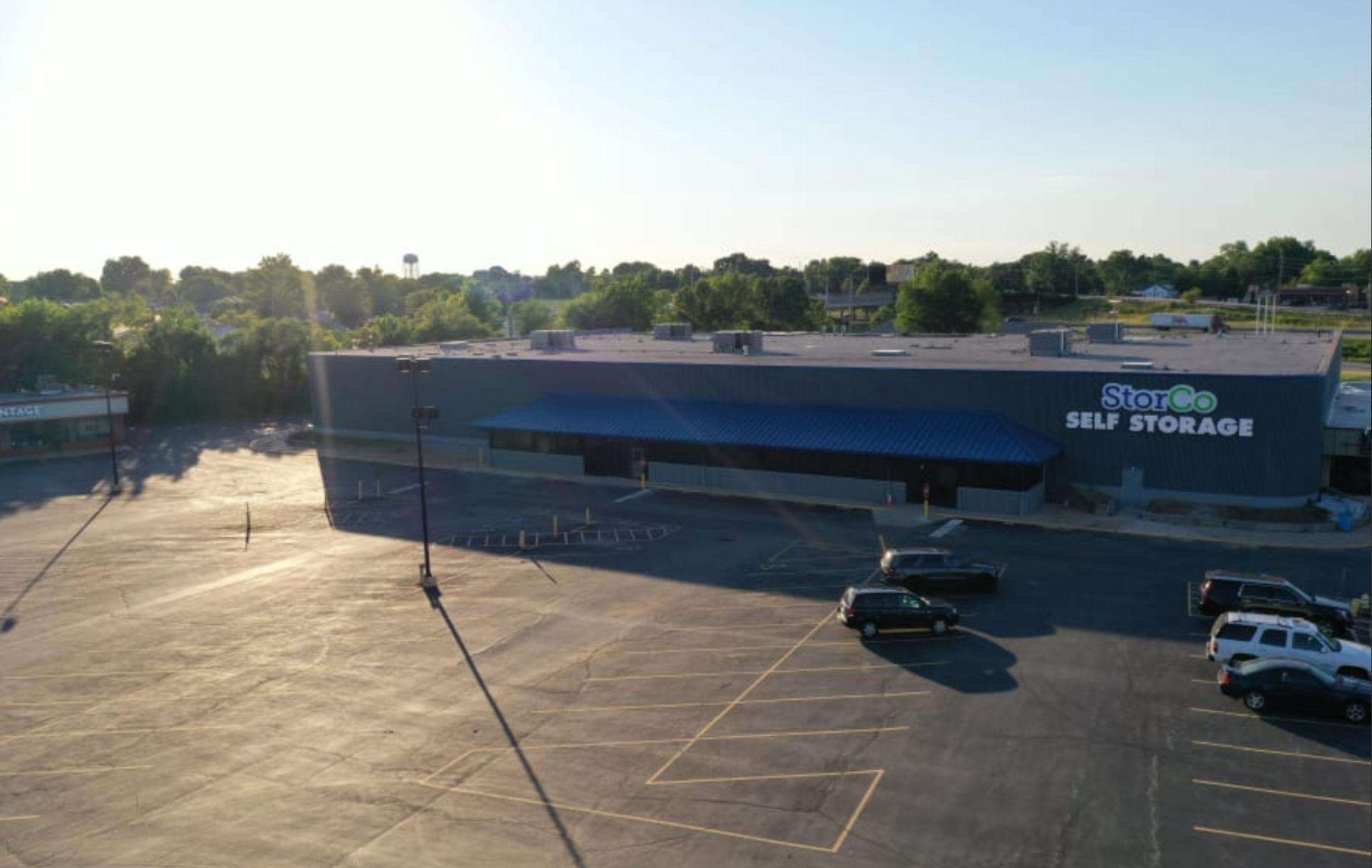Aerial view of climate control self storage building