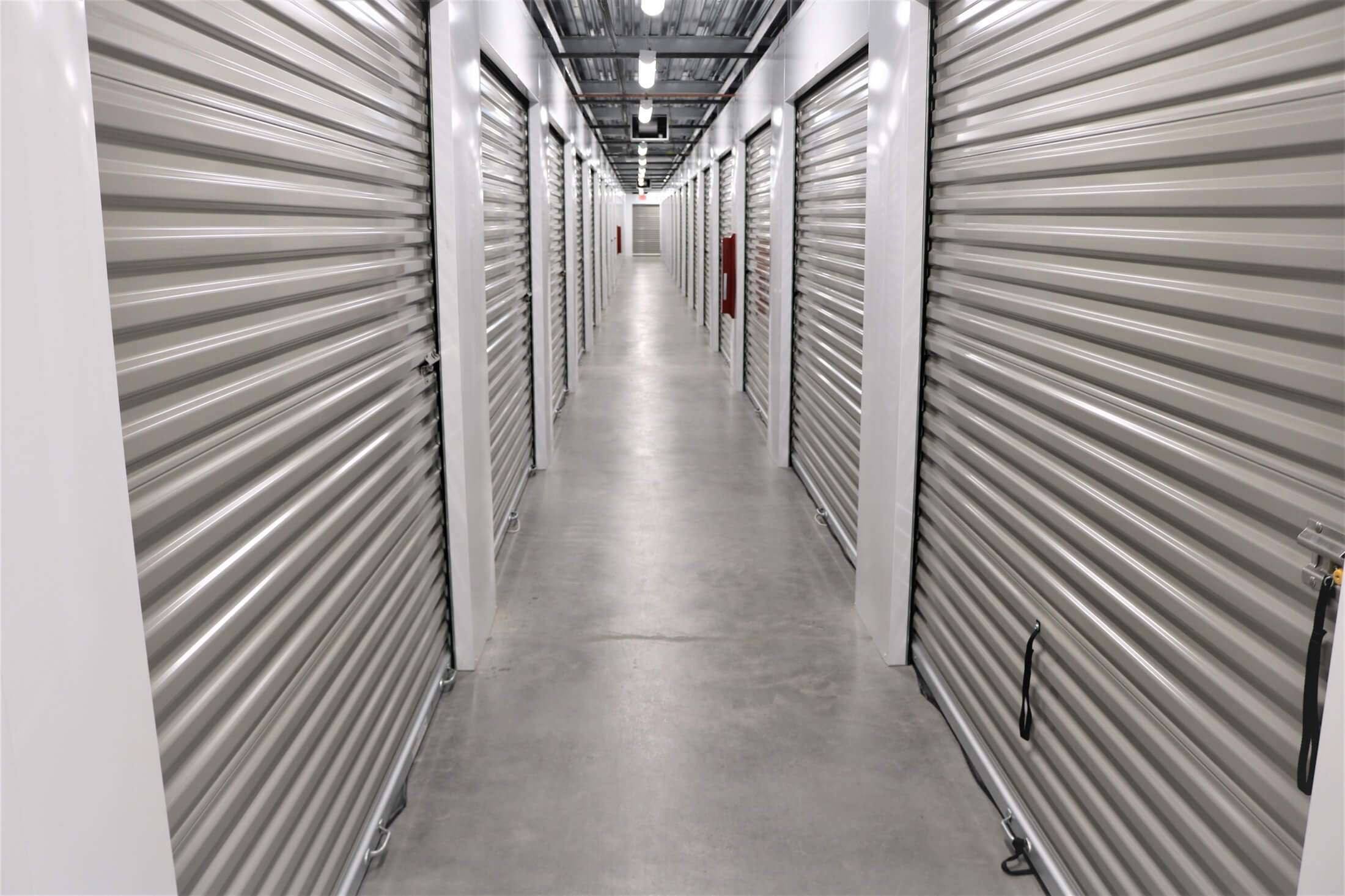 Self storage hallway with units