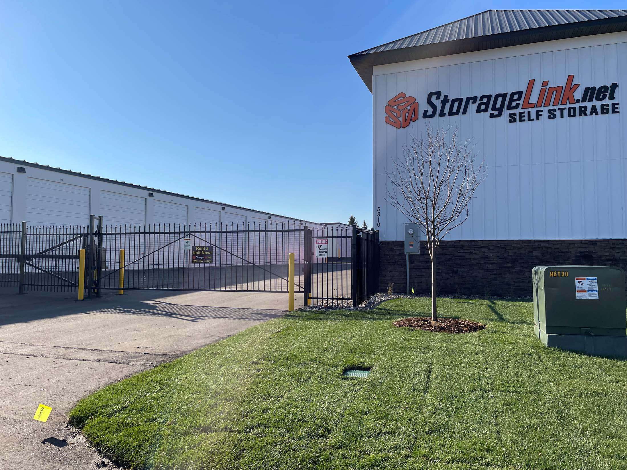 Closed gate at storage facility