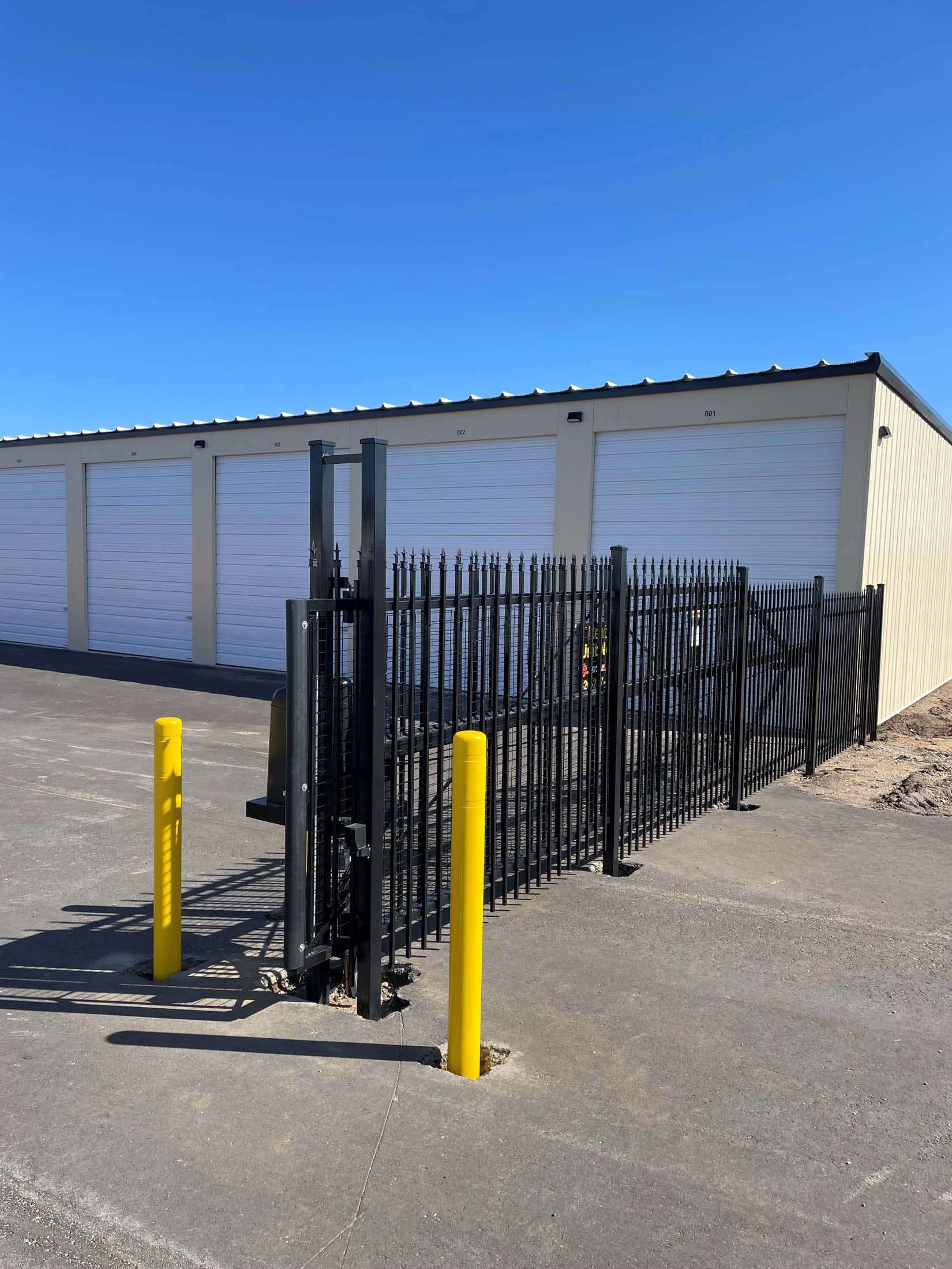 Opened security gate at storage facility