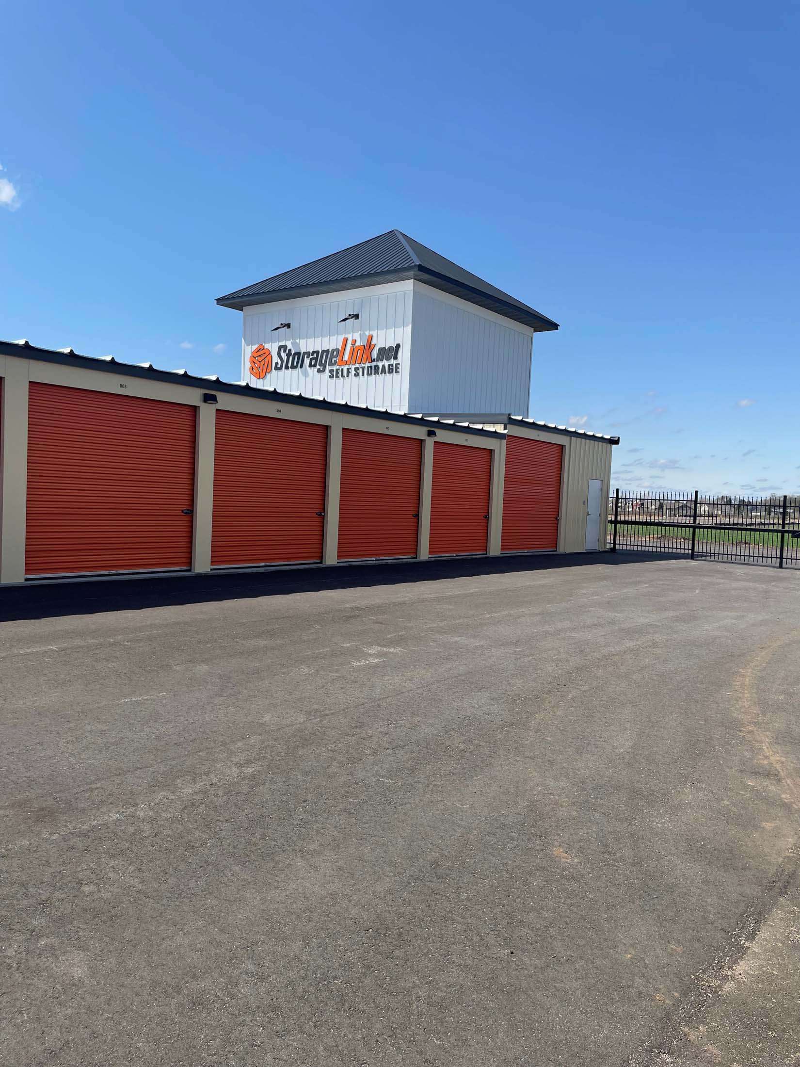 Row of drive up self storage units