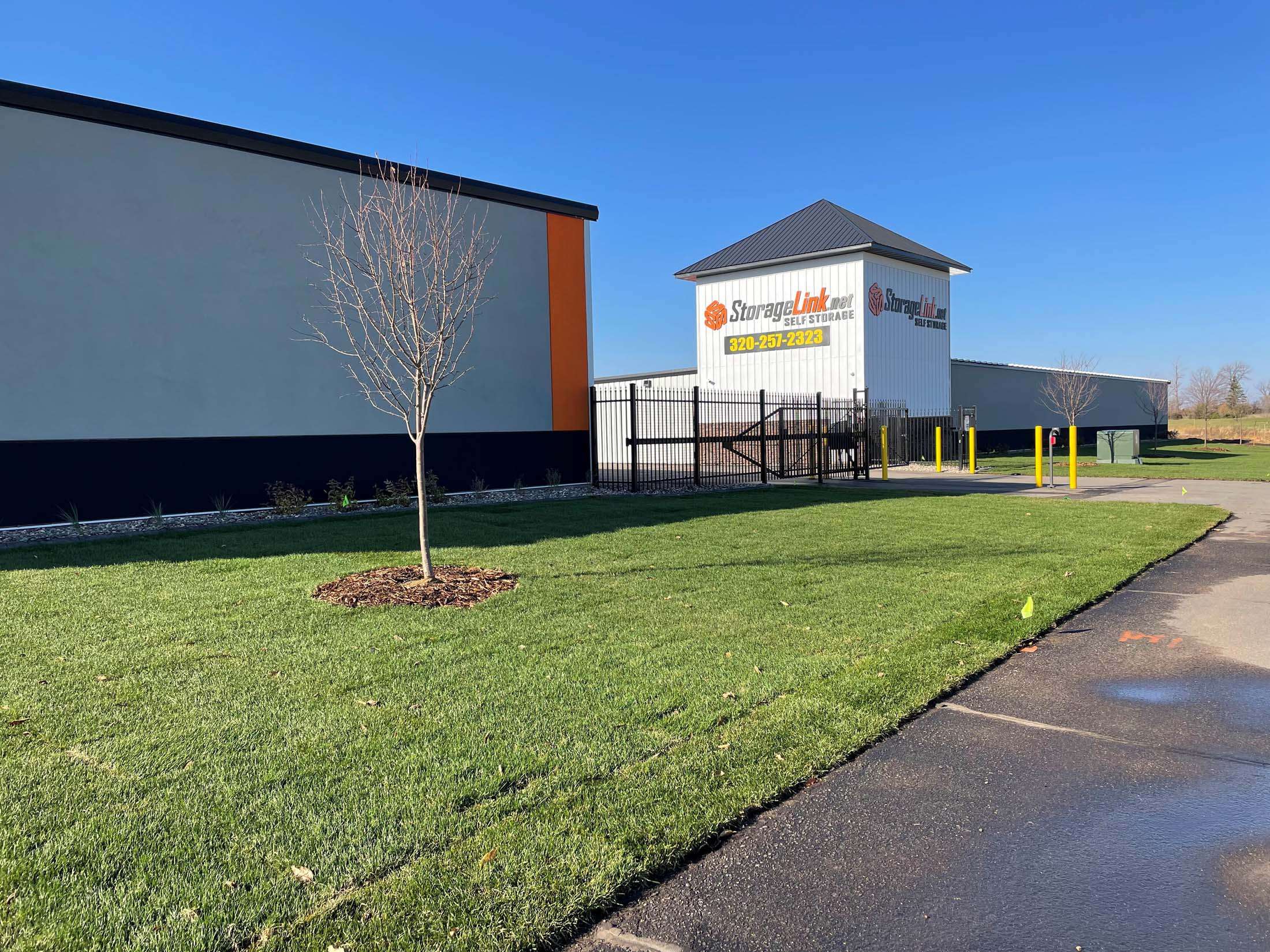 Sidewalk and surrounding area of storage facility