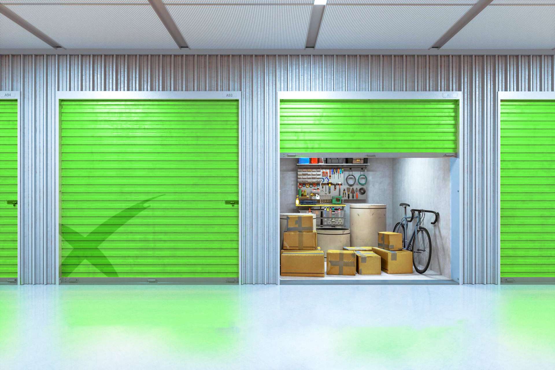 personal belongings inside of a climate controlled self storage unit